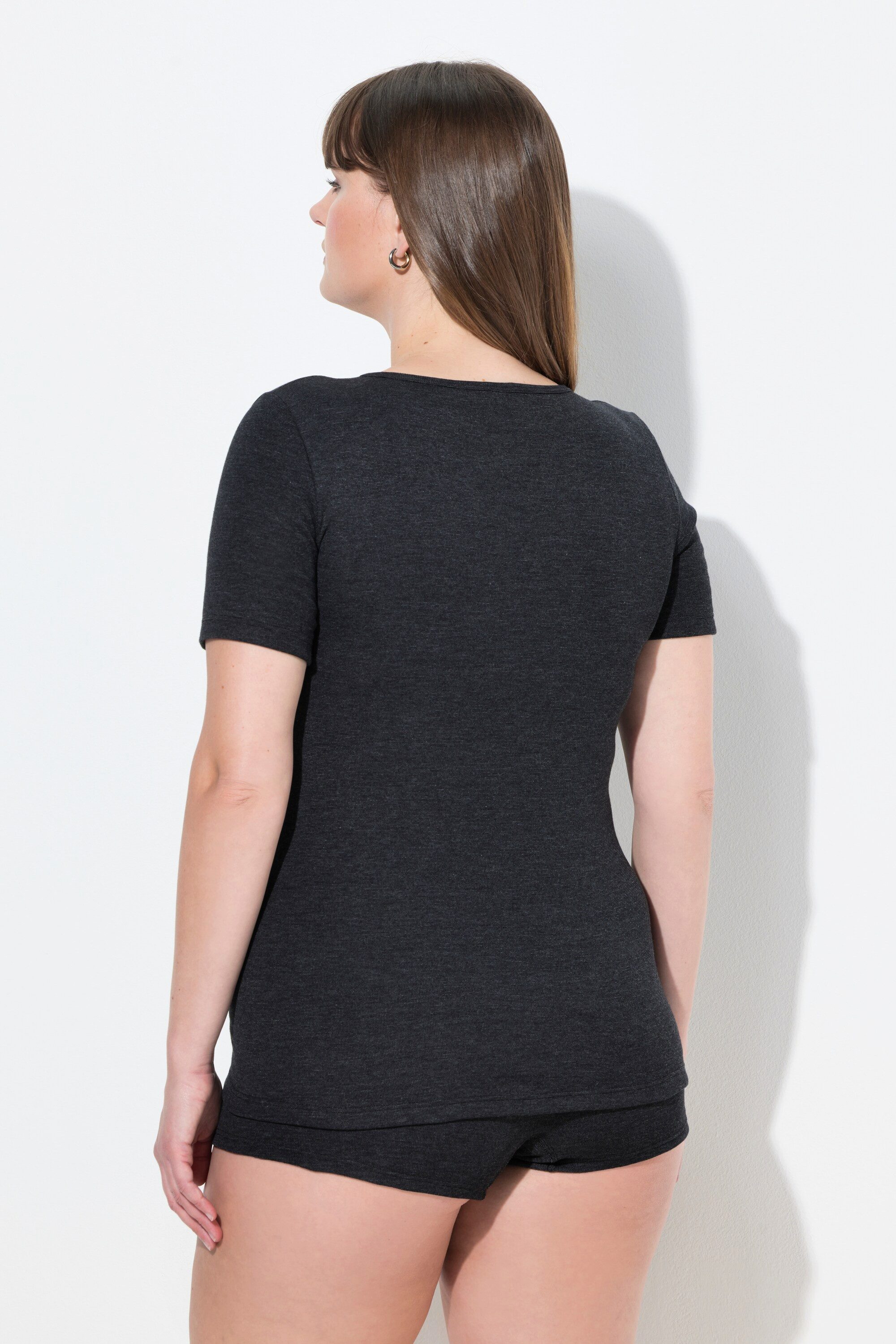 Ulla Popken Unterhemd Thermoshirt Rundhals Halbarm Baumwolle