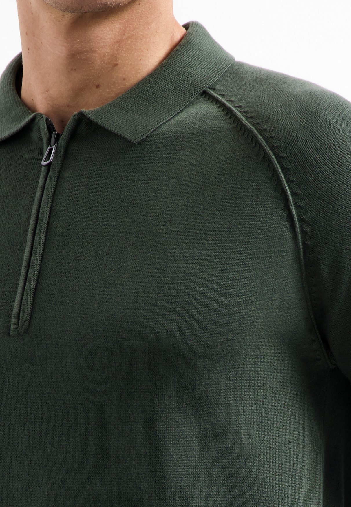 NO EXCESS Stehkragenpullover No Excess Half-Zip-Polo-Pullover Pullover Polo Half Zip Solid