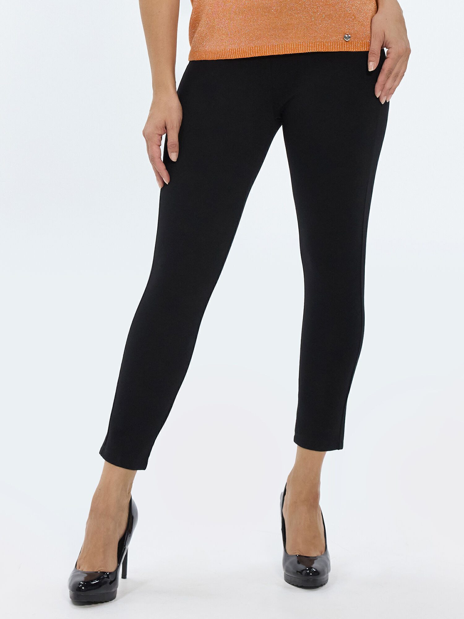 Christian Materne 7/8-Jeggings Damen Stretchhose mit Bauch-weg-Bund figurformend, Blau oder Schwarz, 7/8 Jeggings