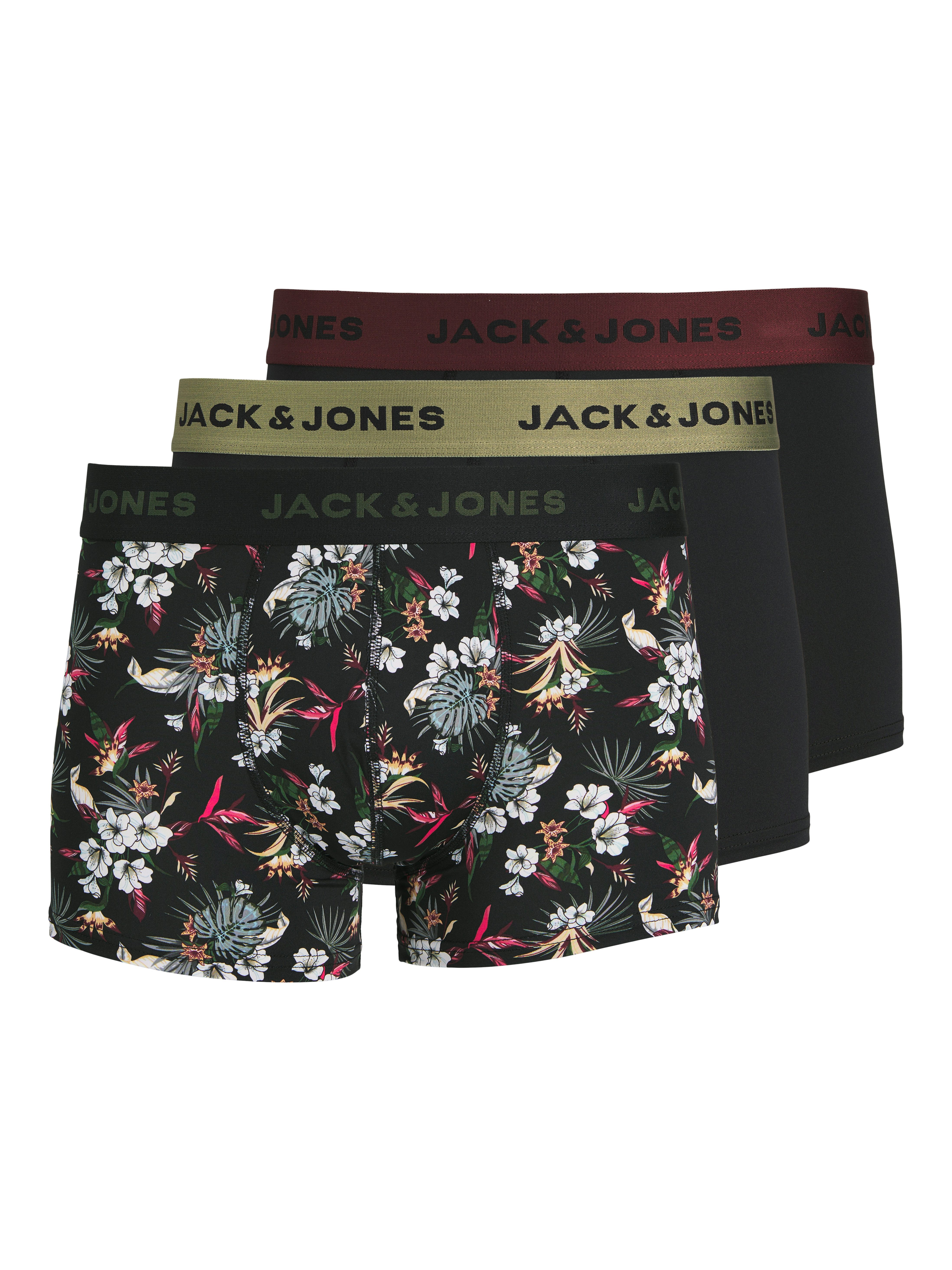 Jack & Jones Funktionsboxer JACFLOWER aus Microfaserqualität und schnelltrocknendem Material (Packung, 3-St) unifarben mit Farbeinsatz, modisch, eng anliegend, Microfaser