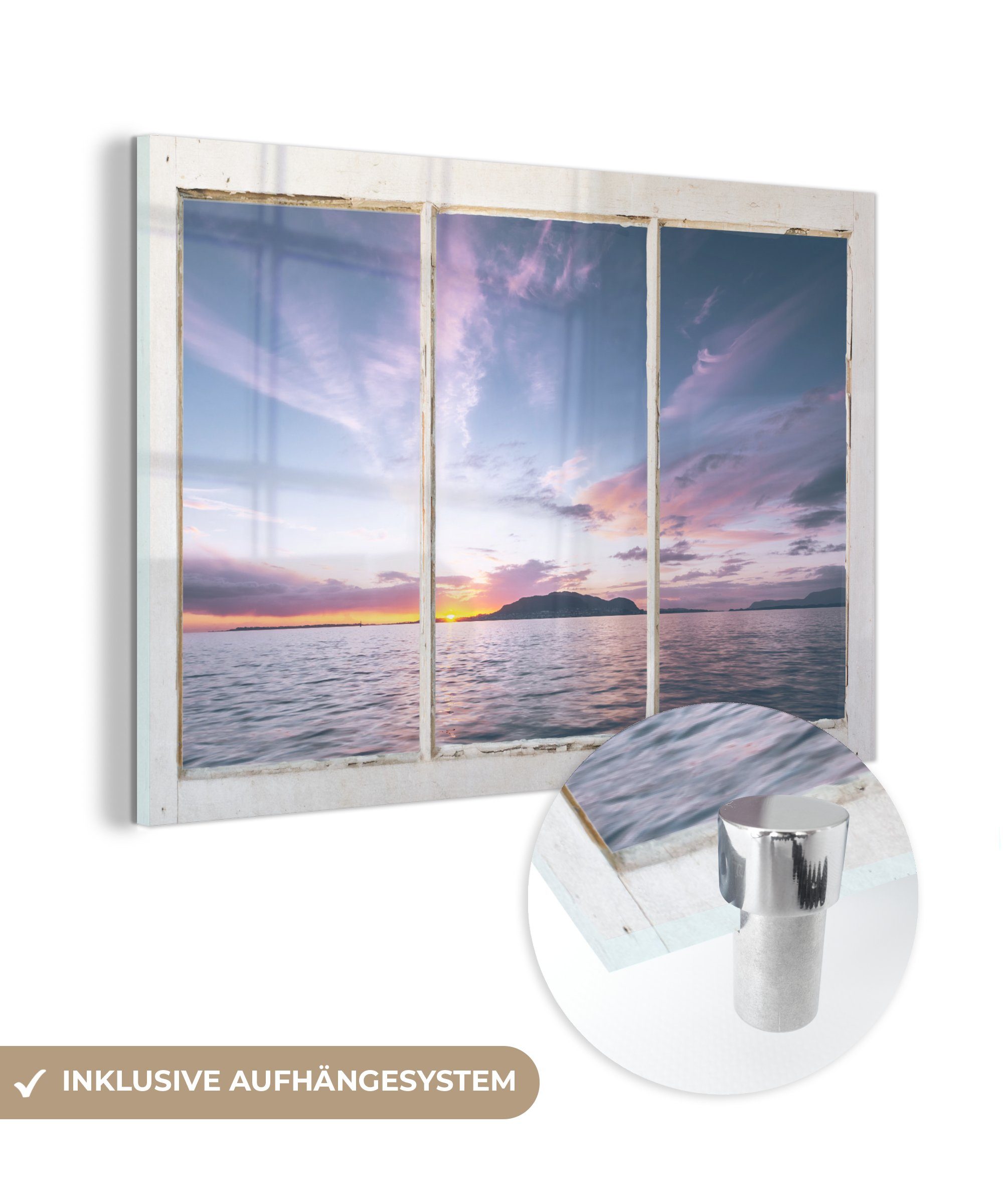 MuchoWow Acrylglasbild Insel - Glasbilder - Meer, St), - - Wanddekoration Aussicht Glas (1 auf Glas Foto Wandbild auf - Bilder