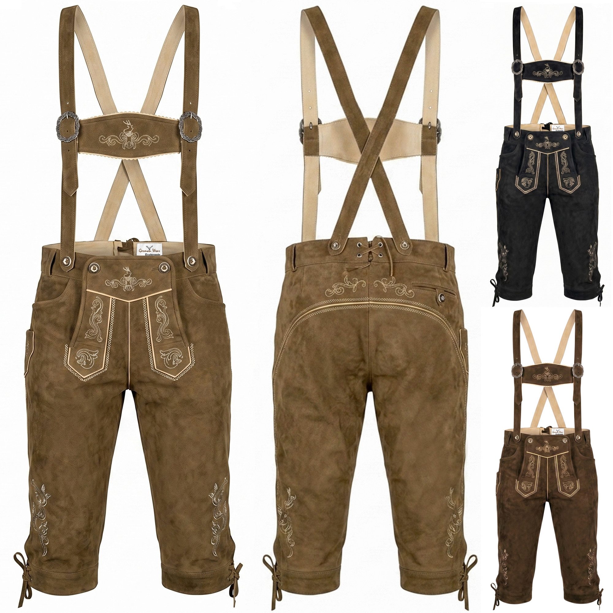 German Wear Trachtenlederhose GW800 Trachtenlederhose Ziegenvelour Kniebundhose