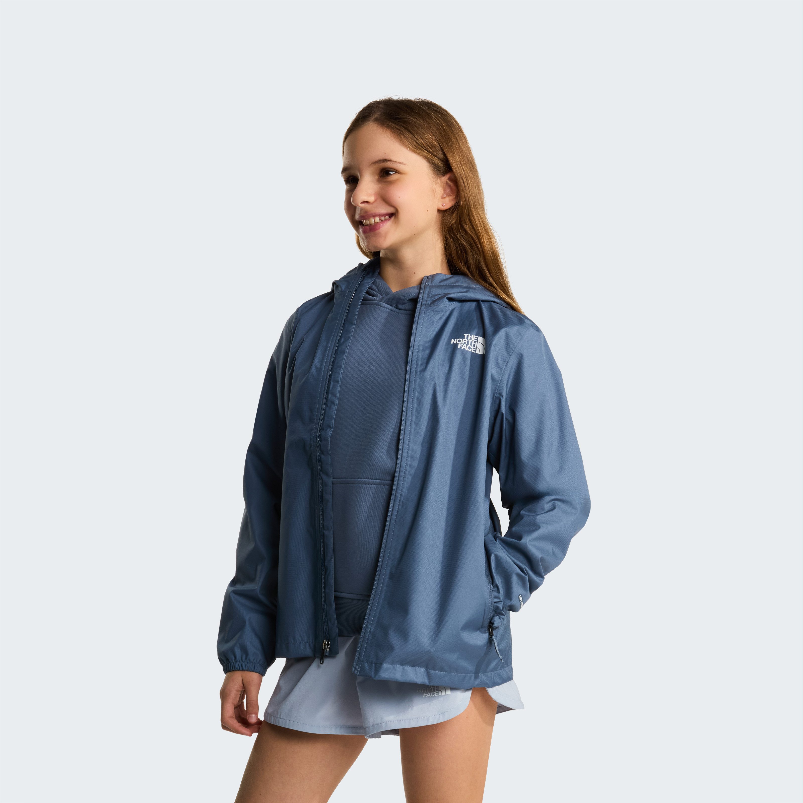 The North Face Regenjacke TEEN ZIPLINE RAIN JACKET für Jugendliche, mit fester Kapuze, mit RV-Garage