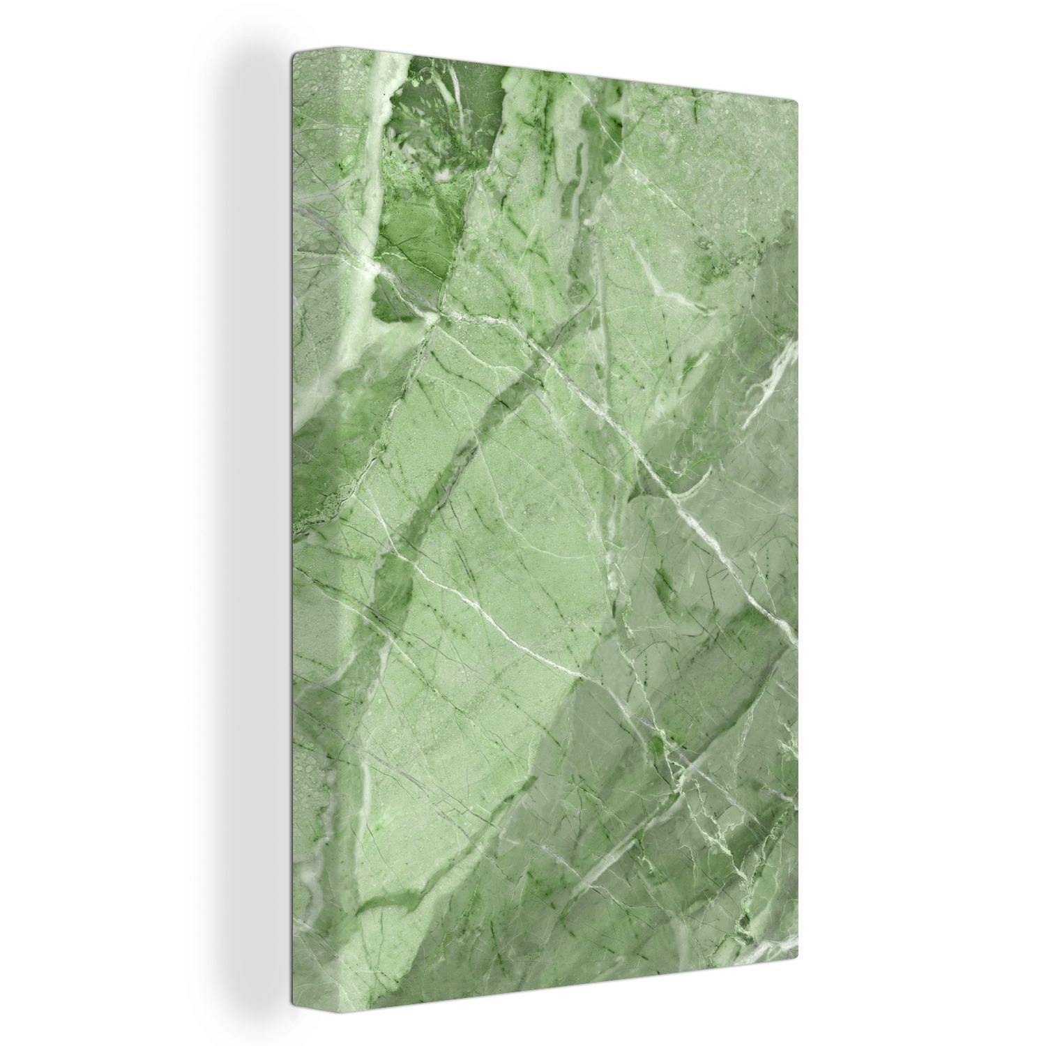 OneMillionCanvasses® Leinwandbild Grün - Weiß - Granit - Stein, (1 St), Leinwandbild fertig bespannt inkl. Zackenaufhänger, Gemälde, 20x30 cm