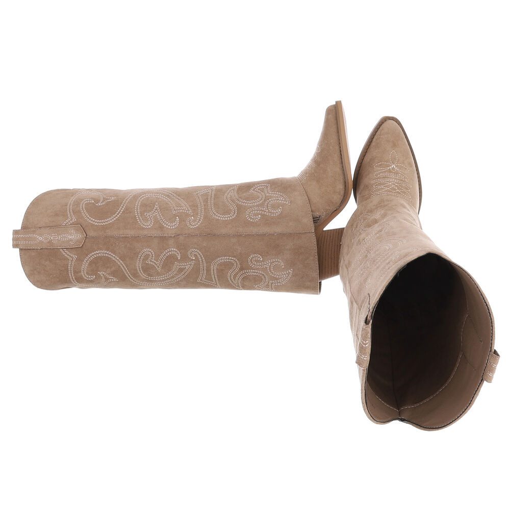 Ital-Design Hochwertige Damen-Stiefel mit Blockabsatz und Details Westernst günstig online kaufen