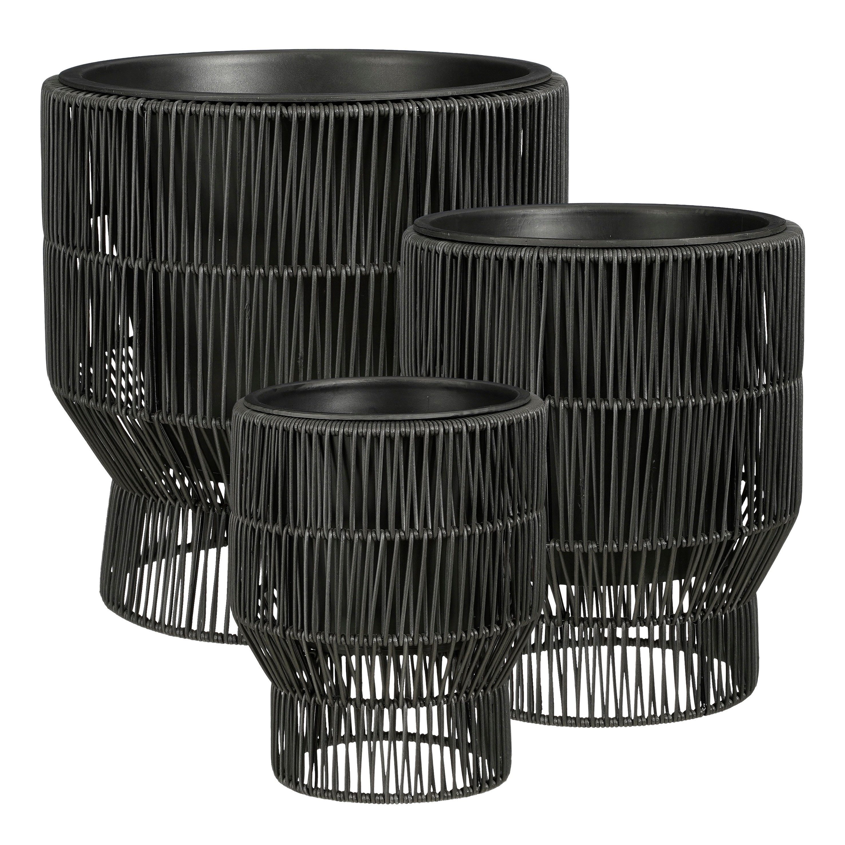 Mica Decorations Blumentopf Mica Decorations Peta Blumentopf – Set von 3 – Schwarz