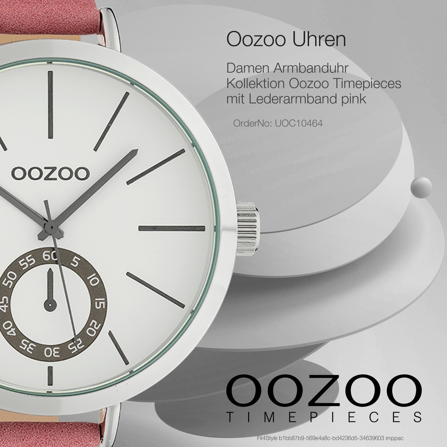 OOZOO Quarzuhr Oozoo Damen Armbanduhr Timepieces Analog, (Analoguhr), Damenuhr rund, extra groß (ca. 48mm), Lederarmband rose, Fashion