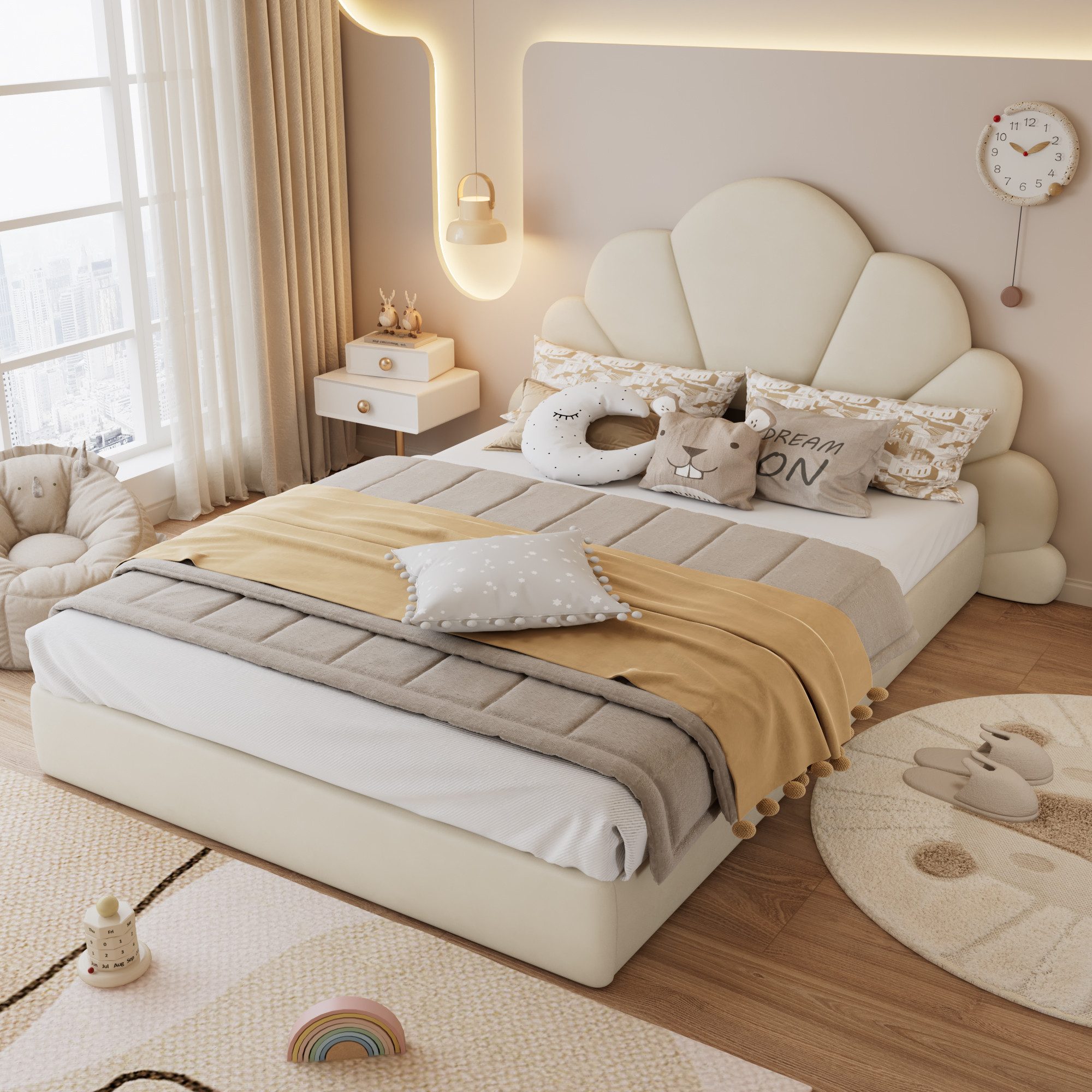 Flieks Polsterbett, Doppelbett Kinderbett 140x200cm Kopfteil günstig online kaufen