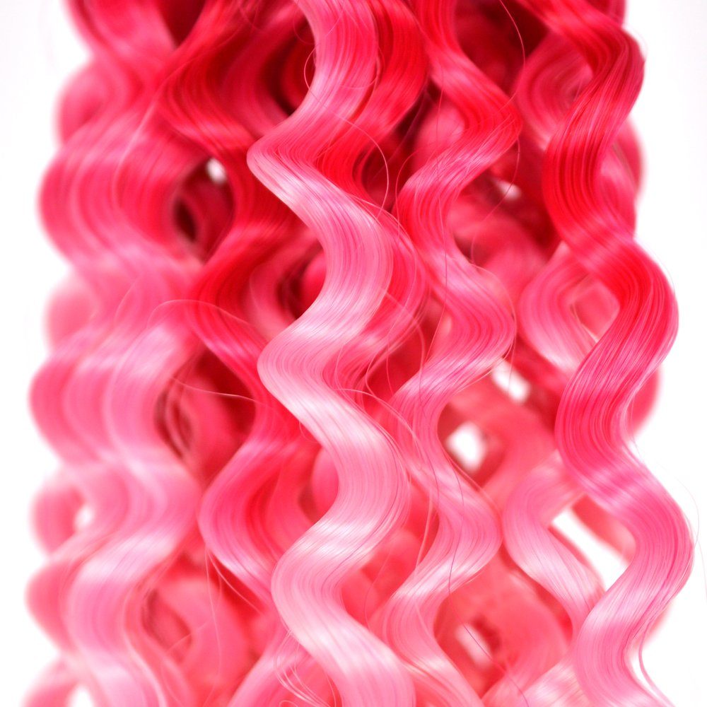 3er Deep Kunsthaar-Extension Pack Ombre Wave Wellig 17-WS Dunkles Braids Flechthaar Zöpfe YOUR Pink-Hellrosa MyBraids Crochet BRAIDS!