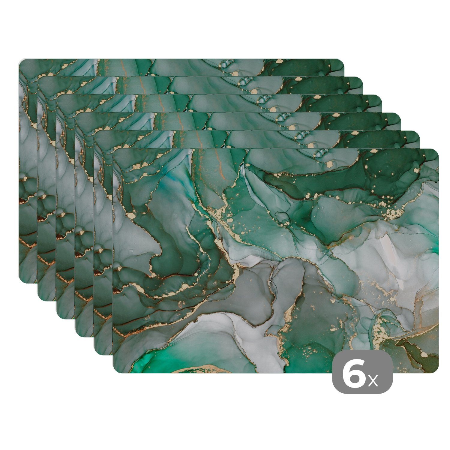 MuchoWow Platzset Gold - Marmor - Grün - Luxus - Marmoroptik/print - Grau, günstig online kaufen