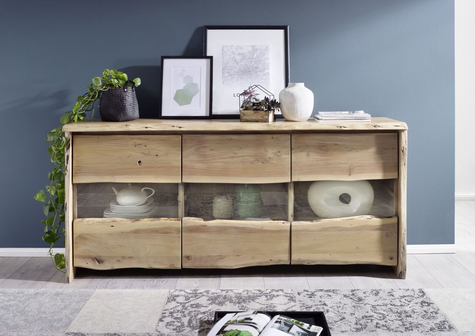 Massivmoebel24 Sideboard (Sideboard Akazie 191x45x96 natur günstig online kaufen