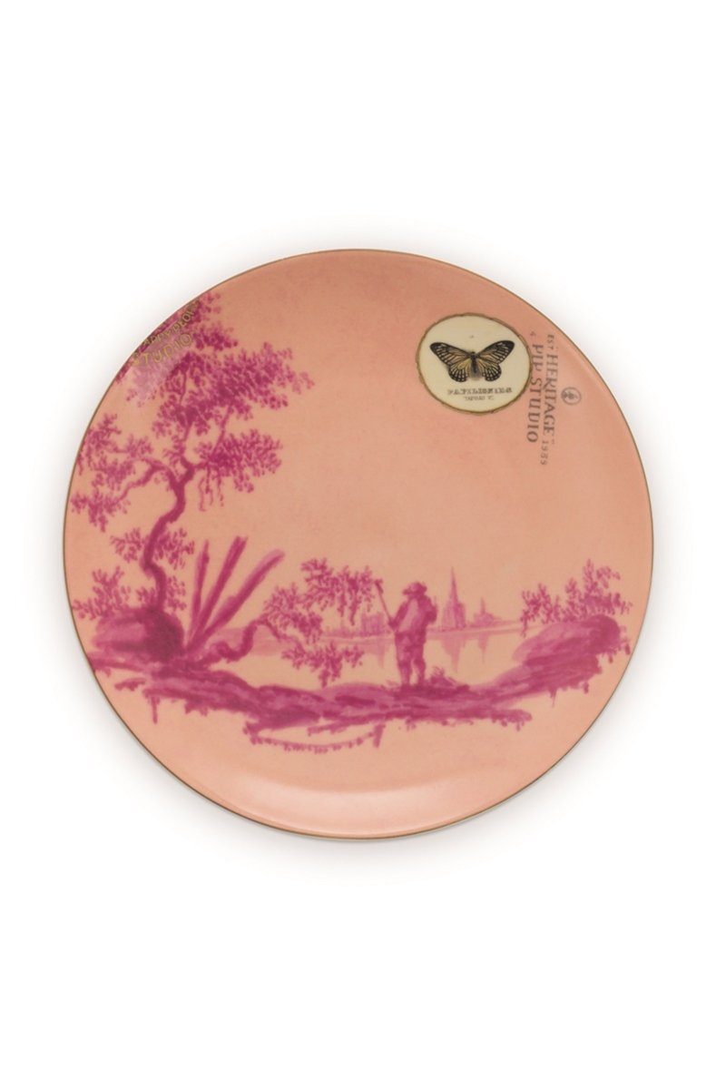 PiP Studio Frühstücksteller Heritage Teller painted pink 18 cm, Plate Heritage Painted Pink 18cm