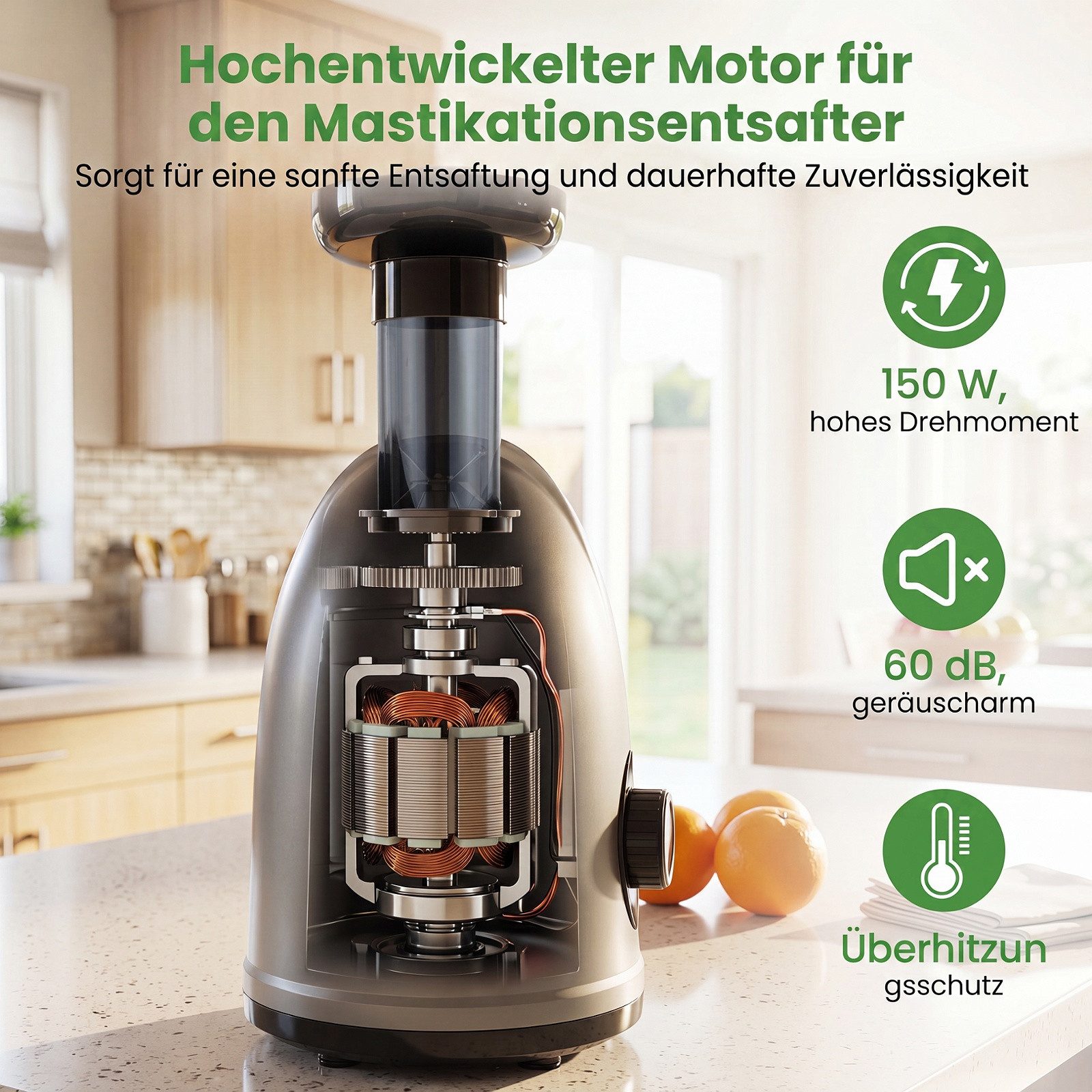 COSTWAY Entsafter, 150 W, Saftpresse mit Umkehrfunktion & 2 Behältern