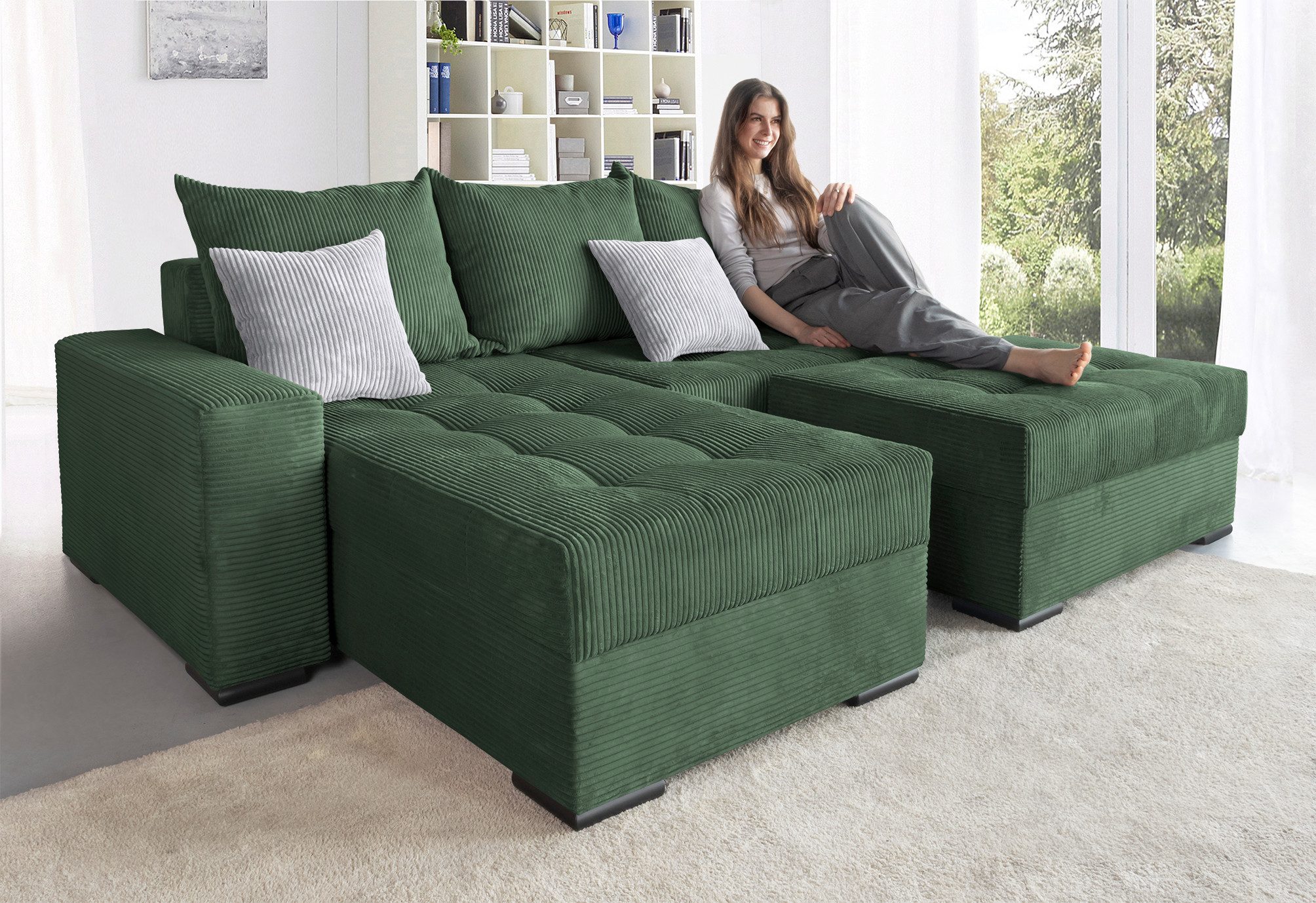 COLLECTION AB Ecksofa Josy L-Form, B: 214 cm in Cord, Cord-Mix, mit Bettfun günstig online kaufen