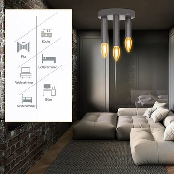 Nettlife Deckenleuchte Wohnzimmer Grau 3 Flammig Deckenlampe Retro E14 Industrial Metall, LED wechselbar, Schlafzimmer Küche flur bar Esszimmer