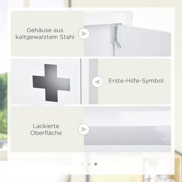 Kleankin Medizinschrank Apothekerschrank, Arzneischrank mit 3 Innenfächern (Medikamentenschrank, 1-St., Erste Hilfe Schrank) mit Magnetverschluss