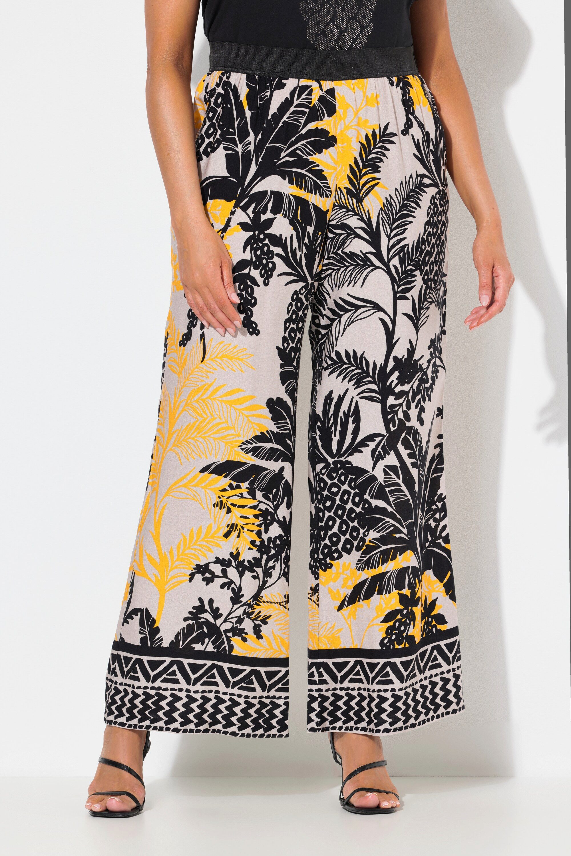 Ulla Popken Schlupfhose Hose weites gerades Bein Palmen Elastikbund günstig online kaufen