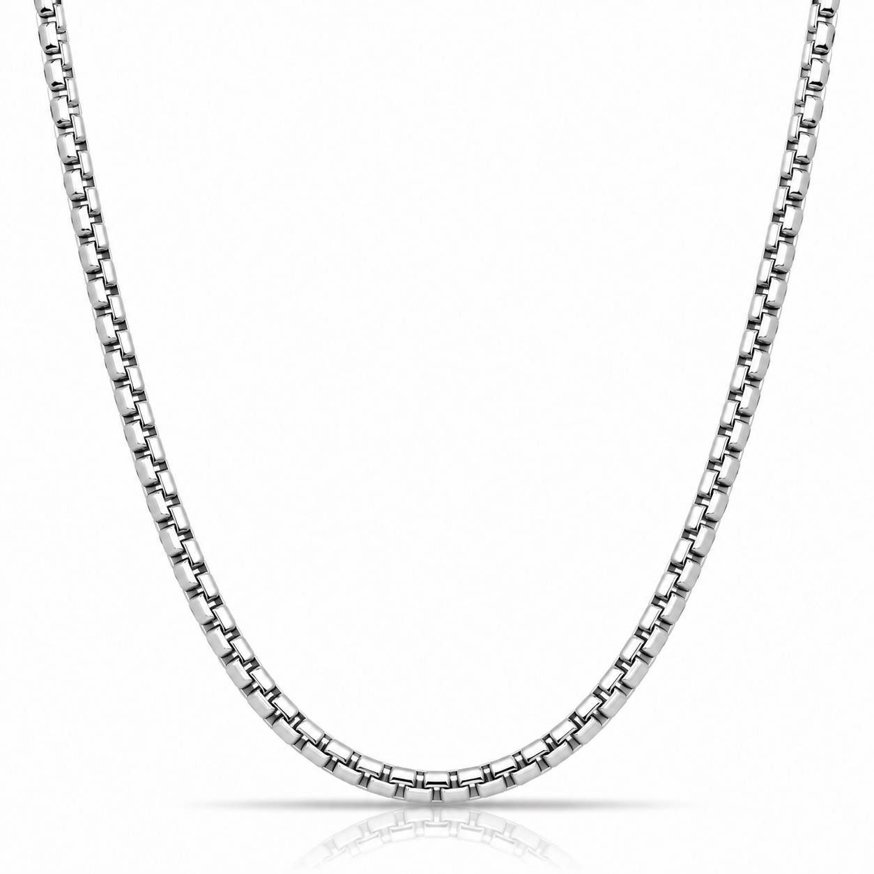 Tony Fein Silberkette Venezianerkette 3mm 925er Silber Rhodiniert Hochglanzpoliert, Made in Italy für Damen und Herren