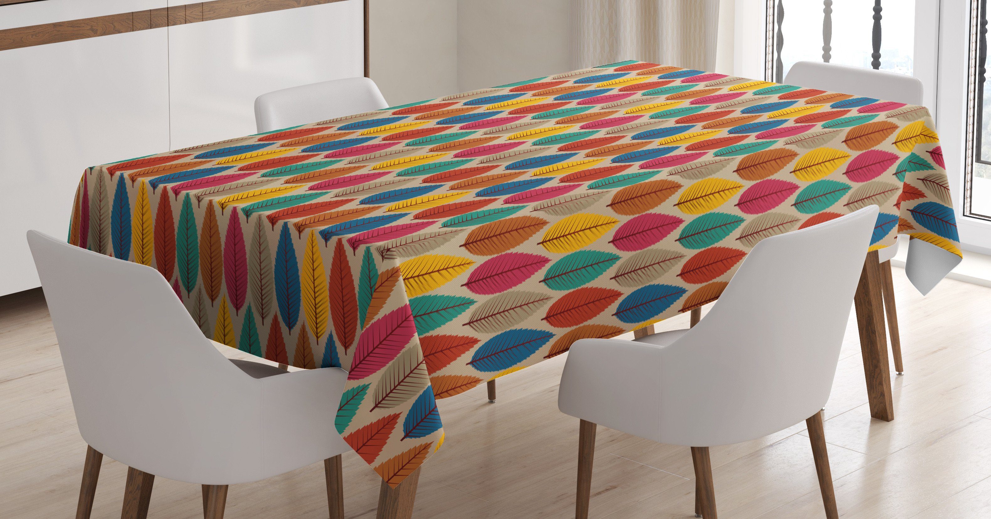 Für Farbfest Leaves Abakuhaus Wald Bereich Waschbar Bunte Farben, den Außen geeignet Klare Fallen Tischdecke