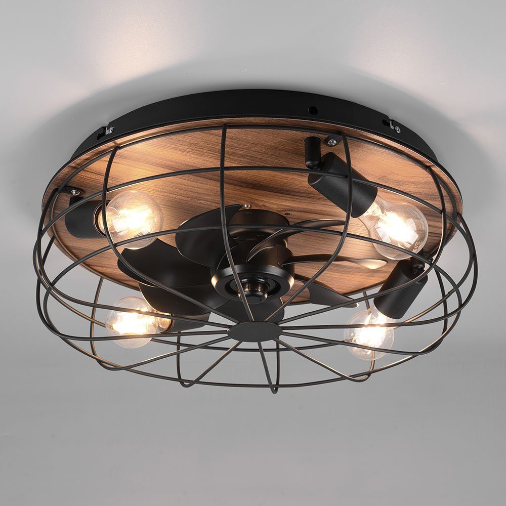 Reality Leuchten Deckenleuchte Trondheim Deckenventilator, Timerfunktion, Ventilatorfunktion, Leuchtmittel wechselbar, Deckenlampe Ventilator getrennt schaltbar