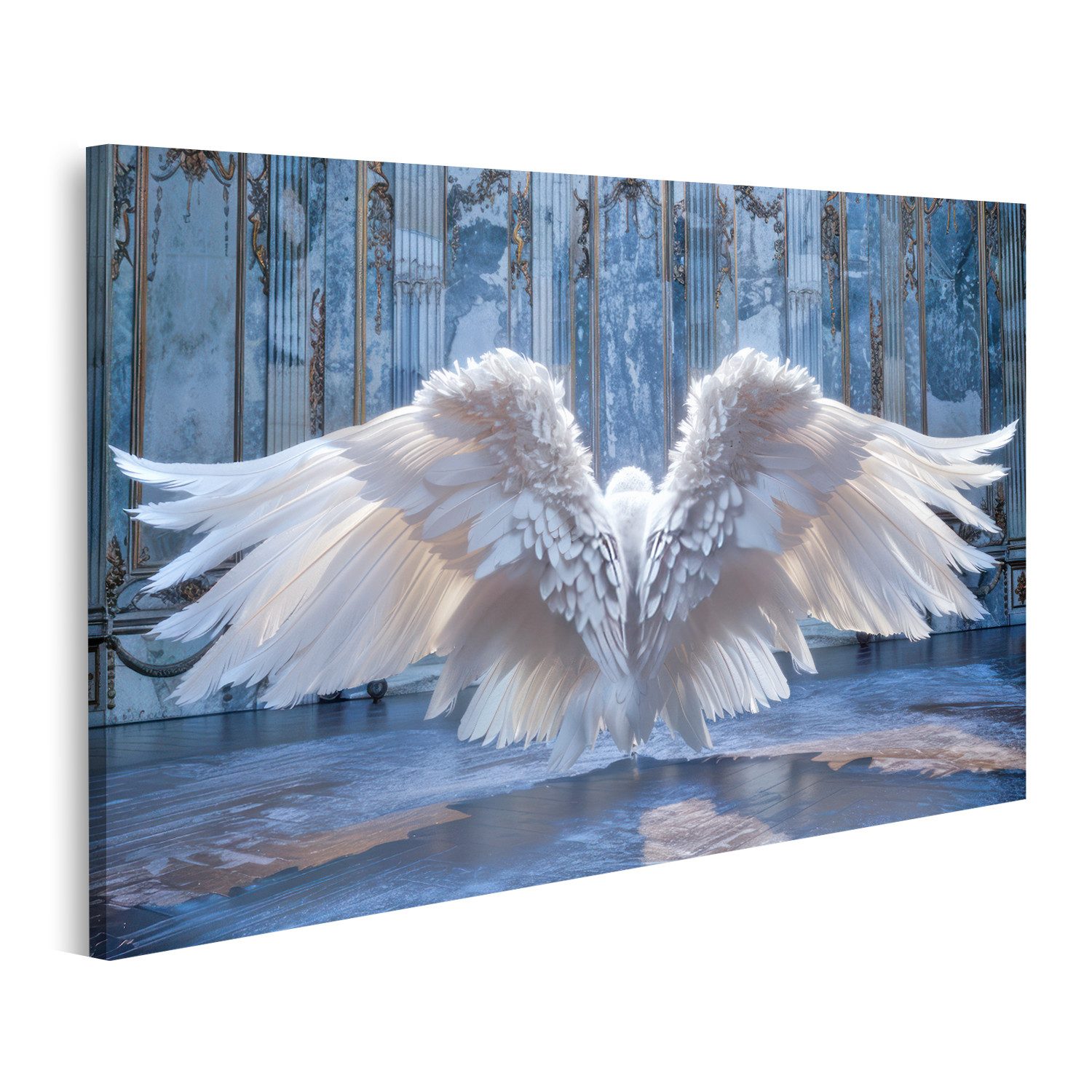 islandburner Leinwandbild Digital erzeugte, ultra-realistische, riesige Engel-Flügel aus echten