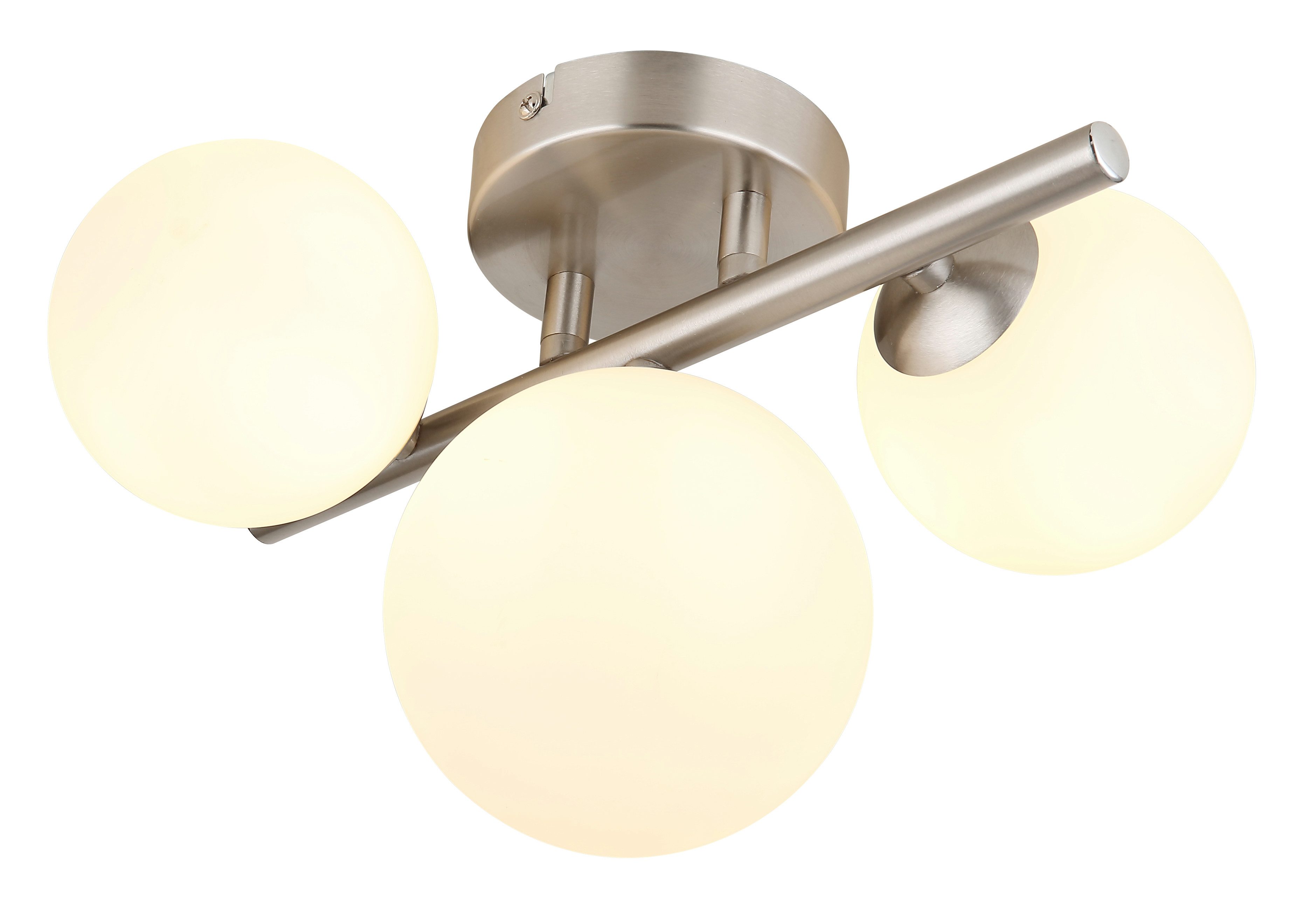 GLOBO LIGHTING Deckenleuchte RIHA, Leuchtmittel wechselbar, Warmweiß, Deckenleuchte Nickel, Glas opal, 3x G9 LED