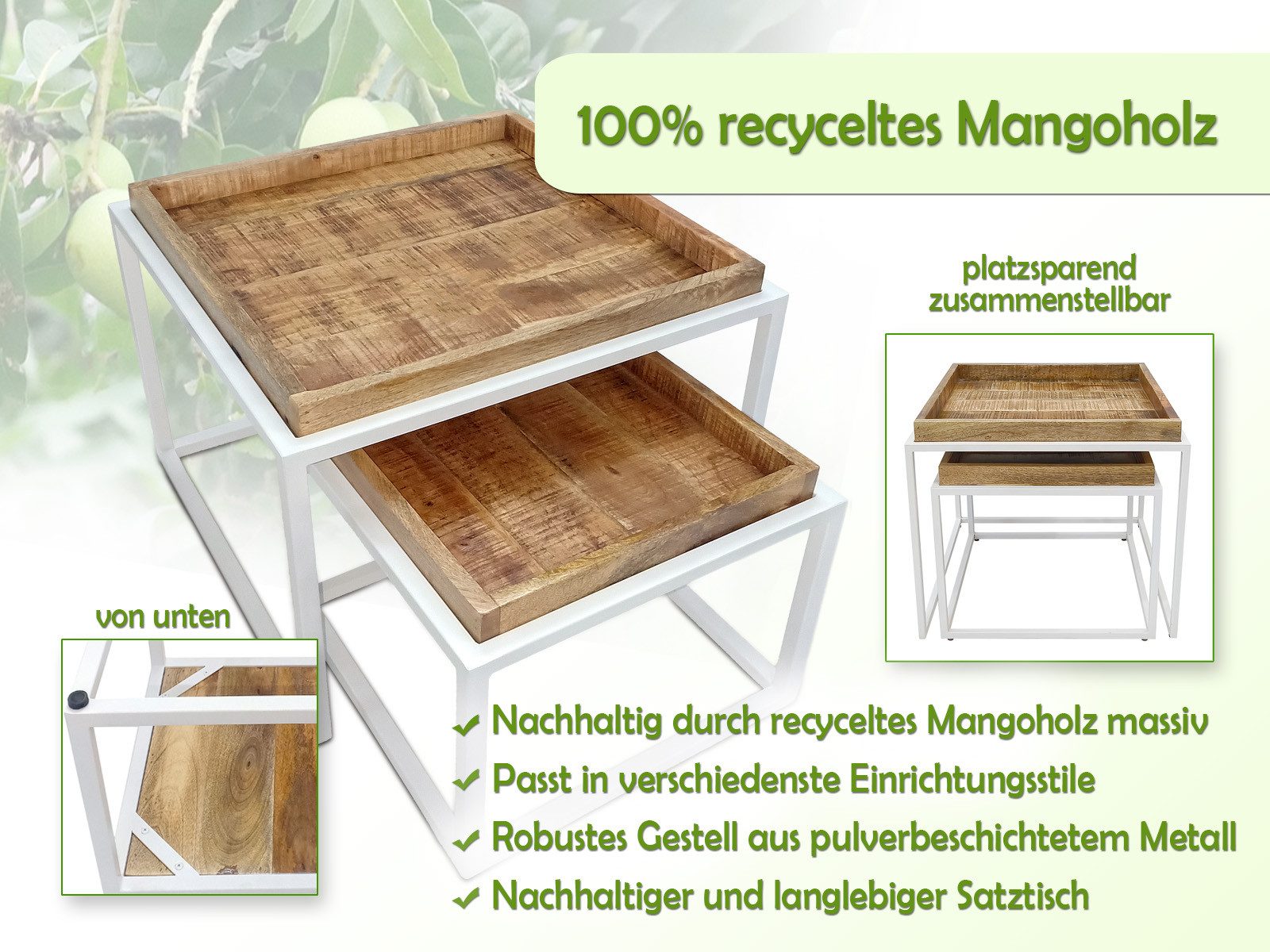 Amagohome Couchtisch Couchtisch 2er Set 54x54cm günstig online kaufen