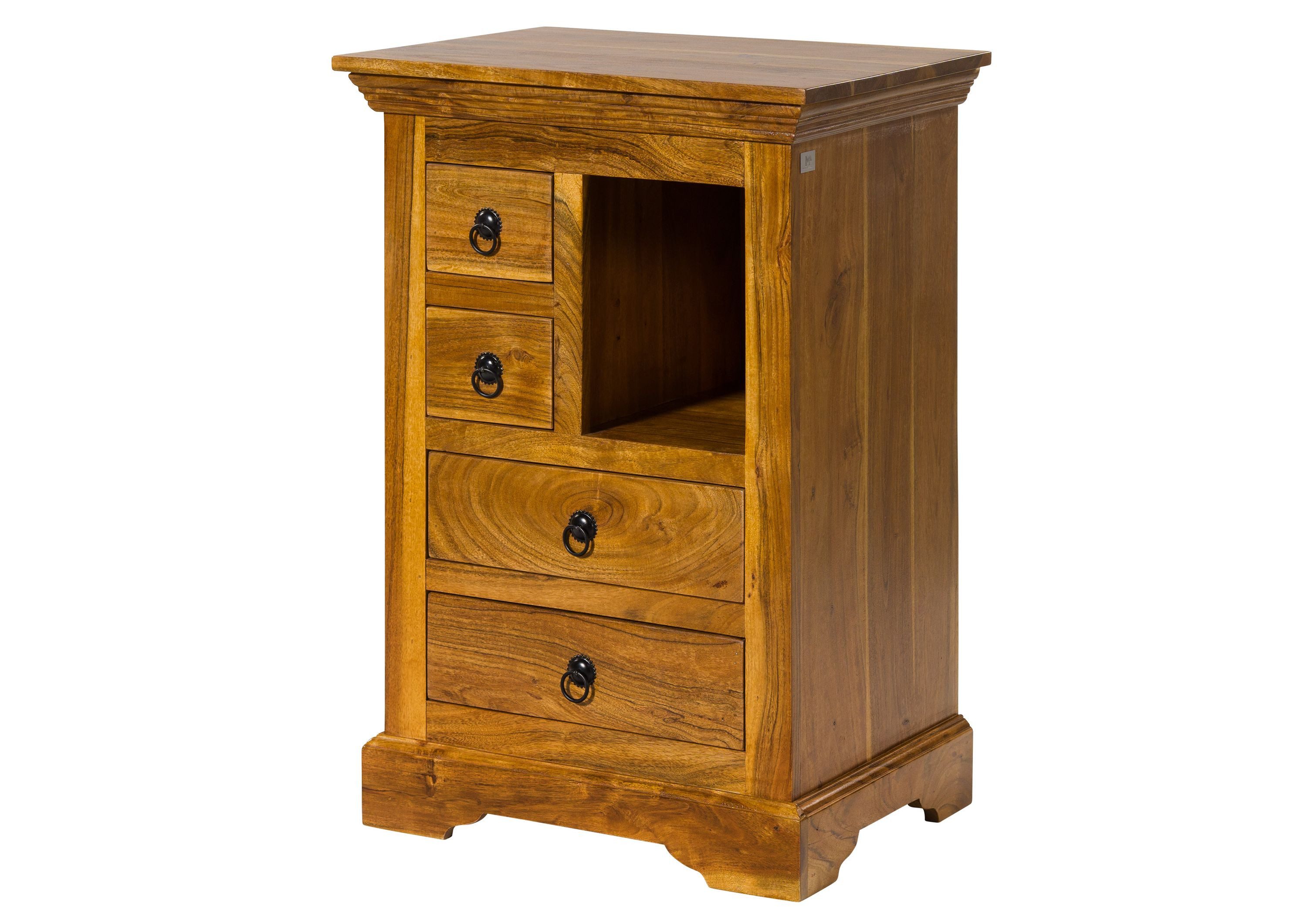Massivmoebel24 Kommode OXFORD Akazie Massivholz hellbraun (Massivholz montiert 27 kg OXFORD #0503), Akazie 55x40x80 cm (BxTxH) hellbraun lackiert