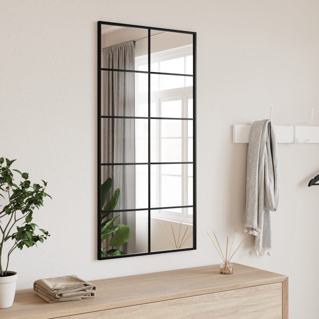furnicato Wandspiegel Eleganter 50x100 cm mit schwarzem pulverbeschichtetem (1-St), Rostgeschützter Ganzkörperspiegel mit explosionsgeschützter Folie