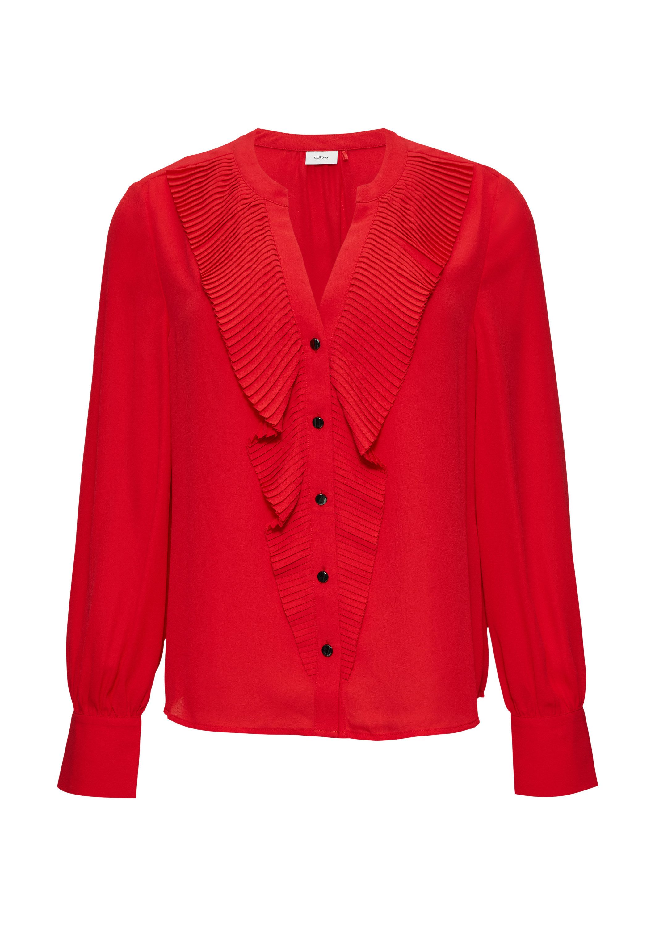 s.Oliver Langarmbluse Bluse Bluse mit plissierten Volants günstig online kaufen