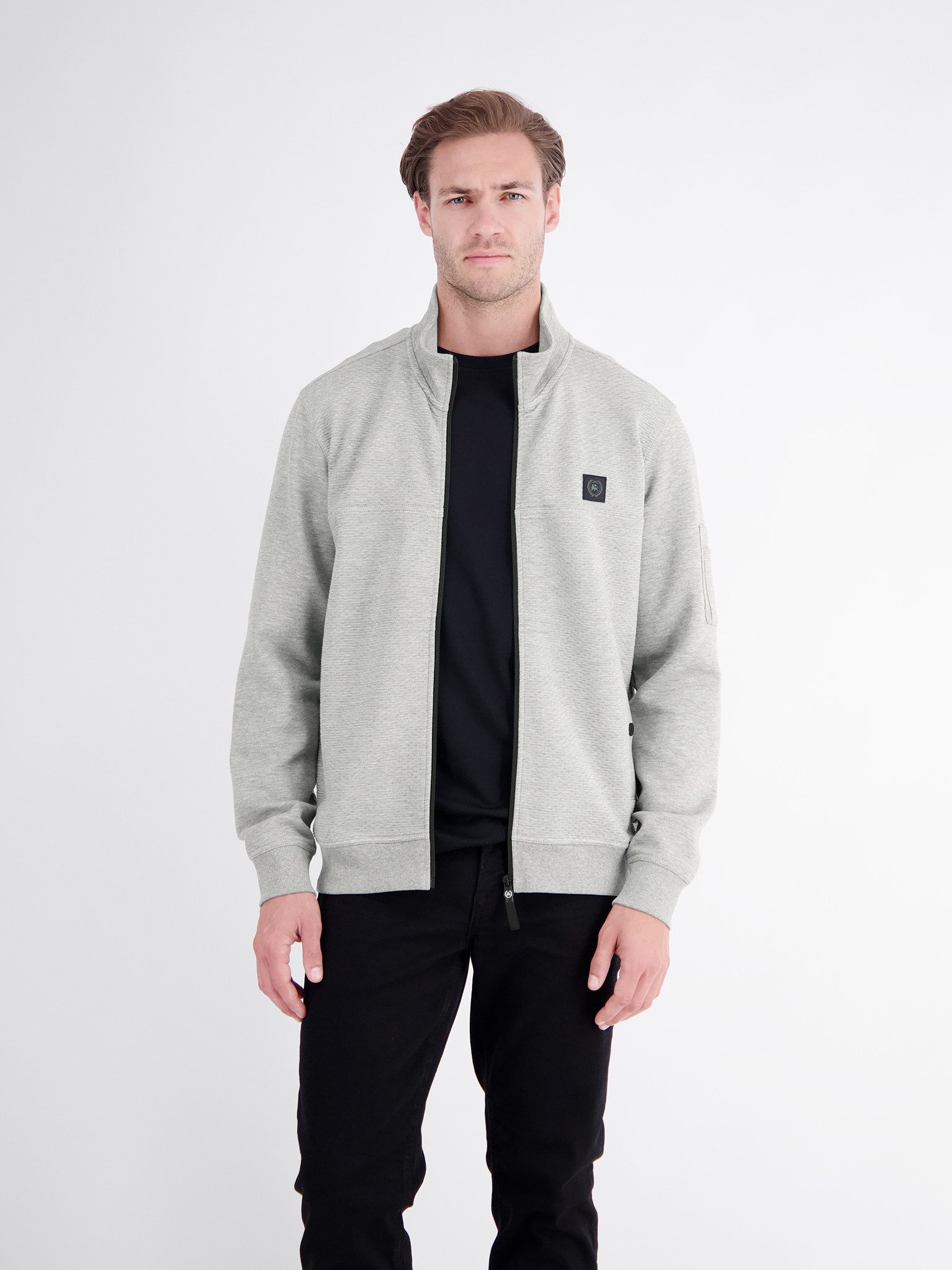 LERROS Sweatjacke mit Stehkragen und Reißverschluss