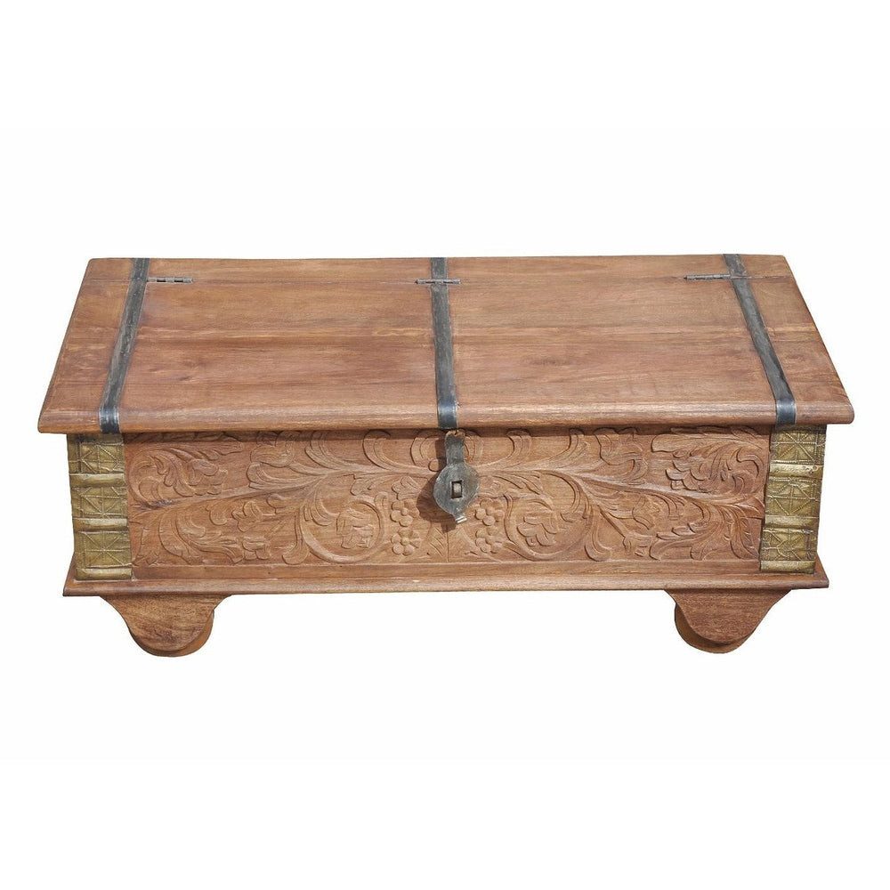 Luxury-Park-Direct Kommode Indien grosse antike Truhe Kassette Box Messingbeschlag Gujarat .Luxur