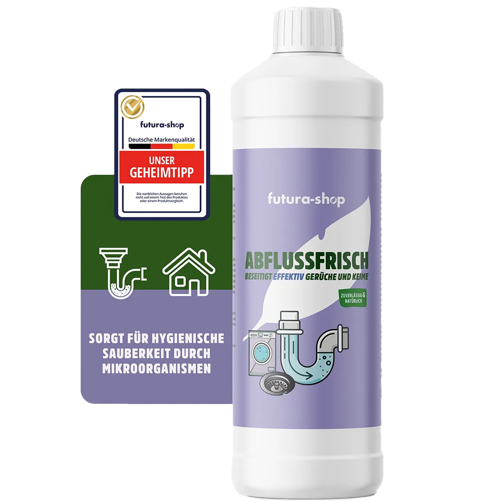 Futura-Shop Biologischer Abflussreiniger, Rohrreiniger, 500 ml, Geruchsneutral Reinigungskonzentrat (1-St)