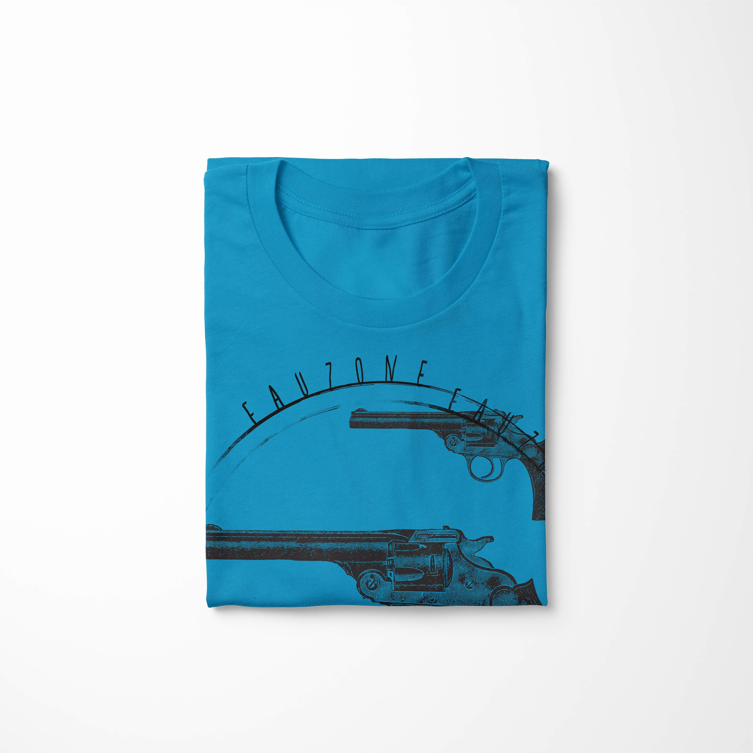 Herren Vintage T-Shirt Pistolen Sinus Art T-Shirt Atoll