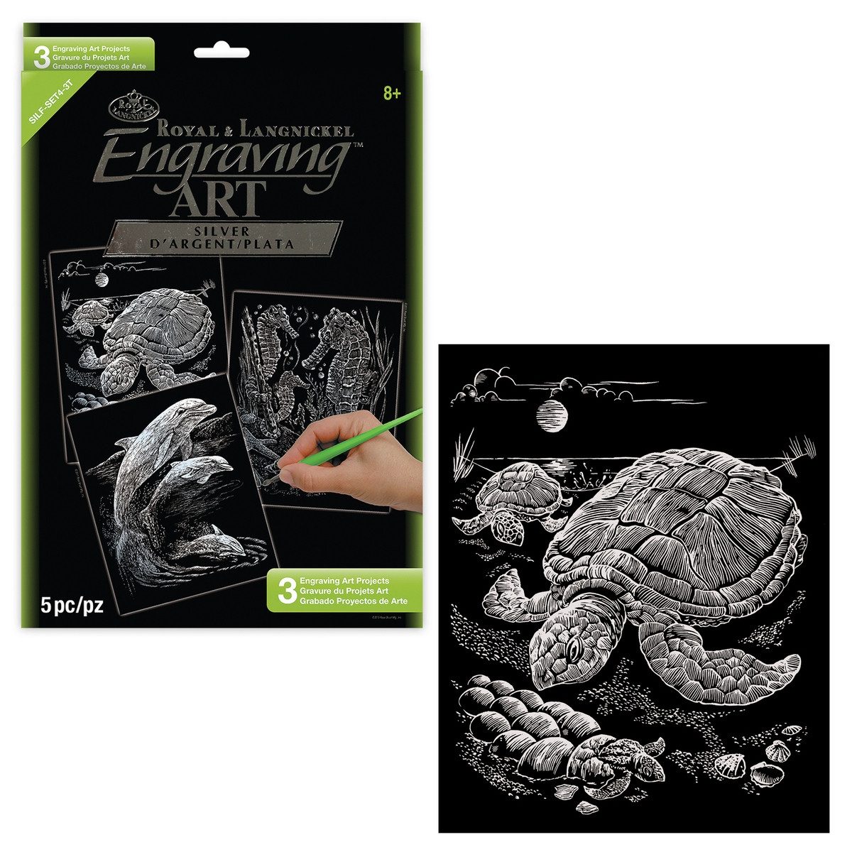 Pracht Bild PRACHT Kratzbilder Meerestiere silber 22x29cm 3 Stück