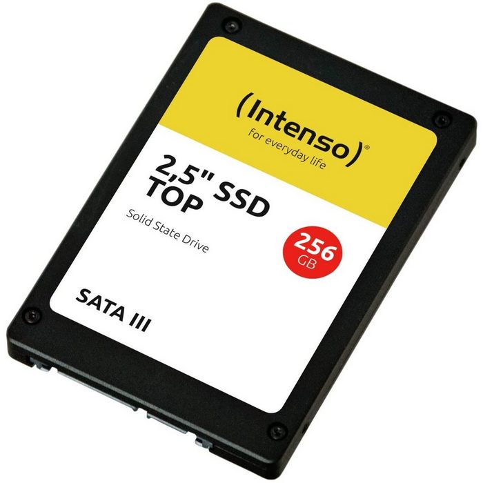 Intenso 2 5" SSD SATA III TOP PERFORMANCE SSD-Festplatte 256 GB Solid State Drive interne Gaming Festplatte schnell und effizient für Notebook und PC leise stoßfest Eco power schwarz
