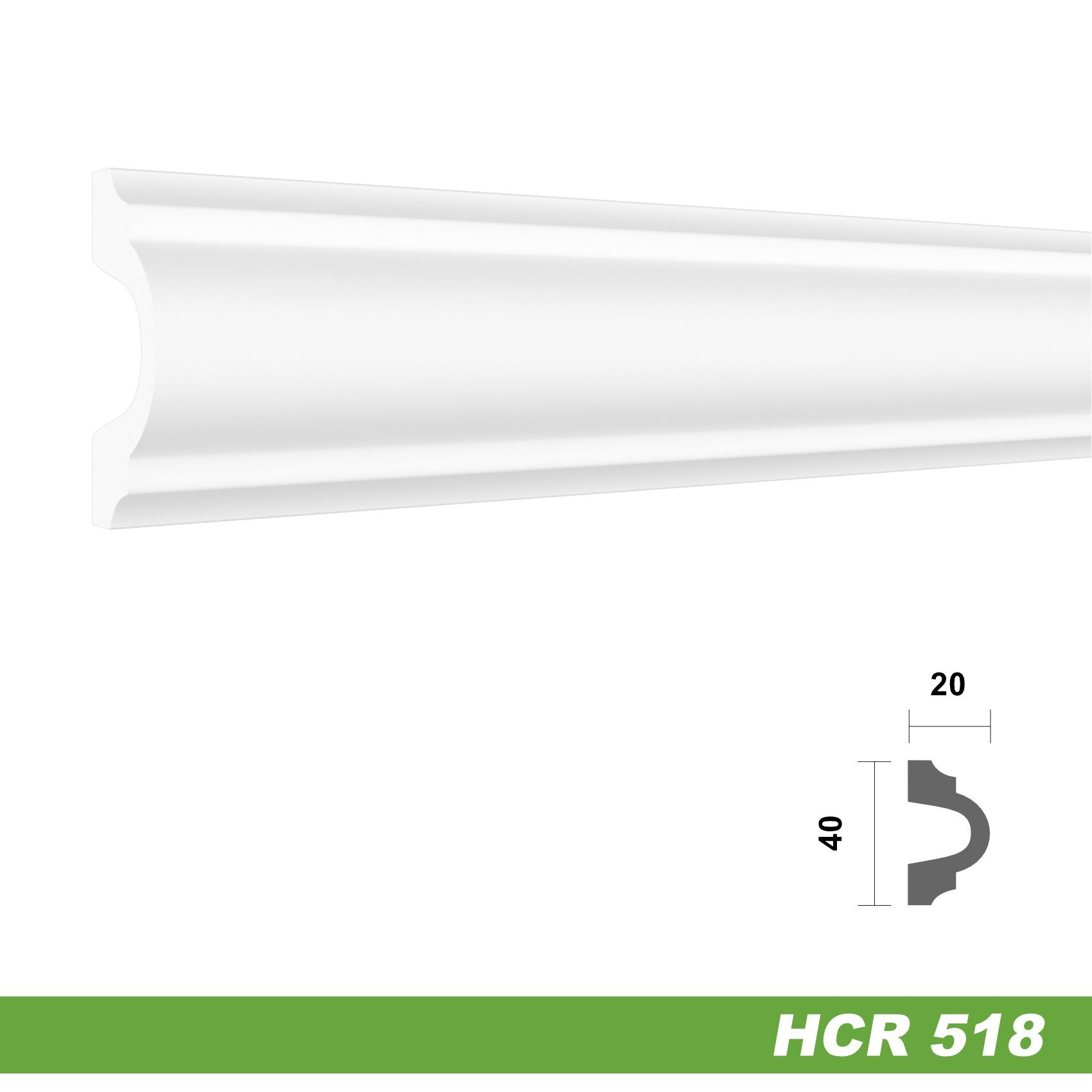 - (2 Stuckleisten mm Leiste, HCR518) Meter 40 HDPS schneeweiß x Styropor Meter Verzierung / - extrem HCR518, 2 widerstandsfähig, & 20 Hexim HCR518 modern Stuck aus Weiß Zierleiste HEXIM Rahmen Vertäfelung 1