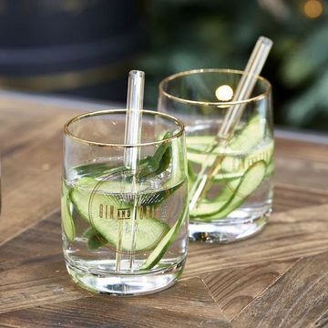 Rivièra Maison Gläser-Set Le Club Gin & Tonic 2er Set mit Glasstrohhalmen, Glas