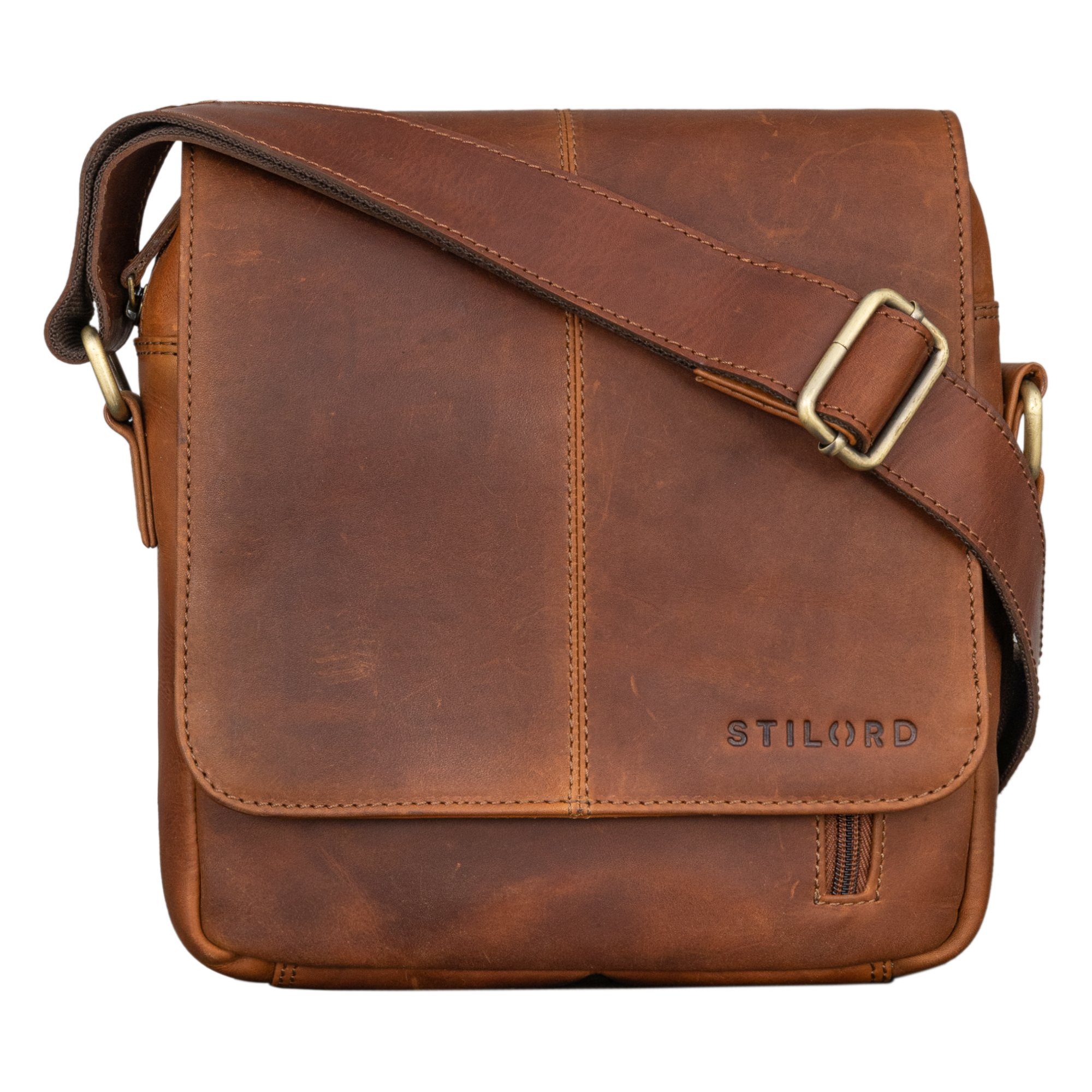 STILORD Messenger Bag "Matt" Herrenhandtasche Umhängetasche braun - calais Leder