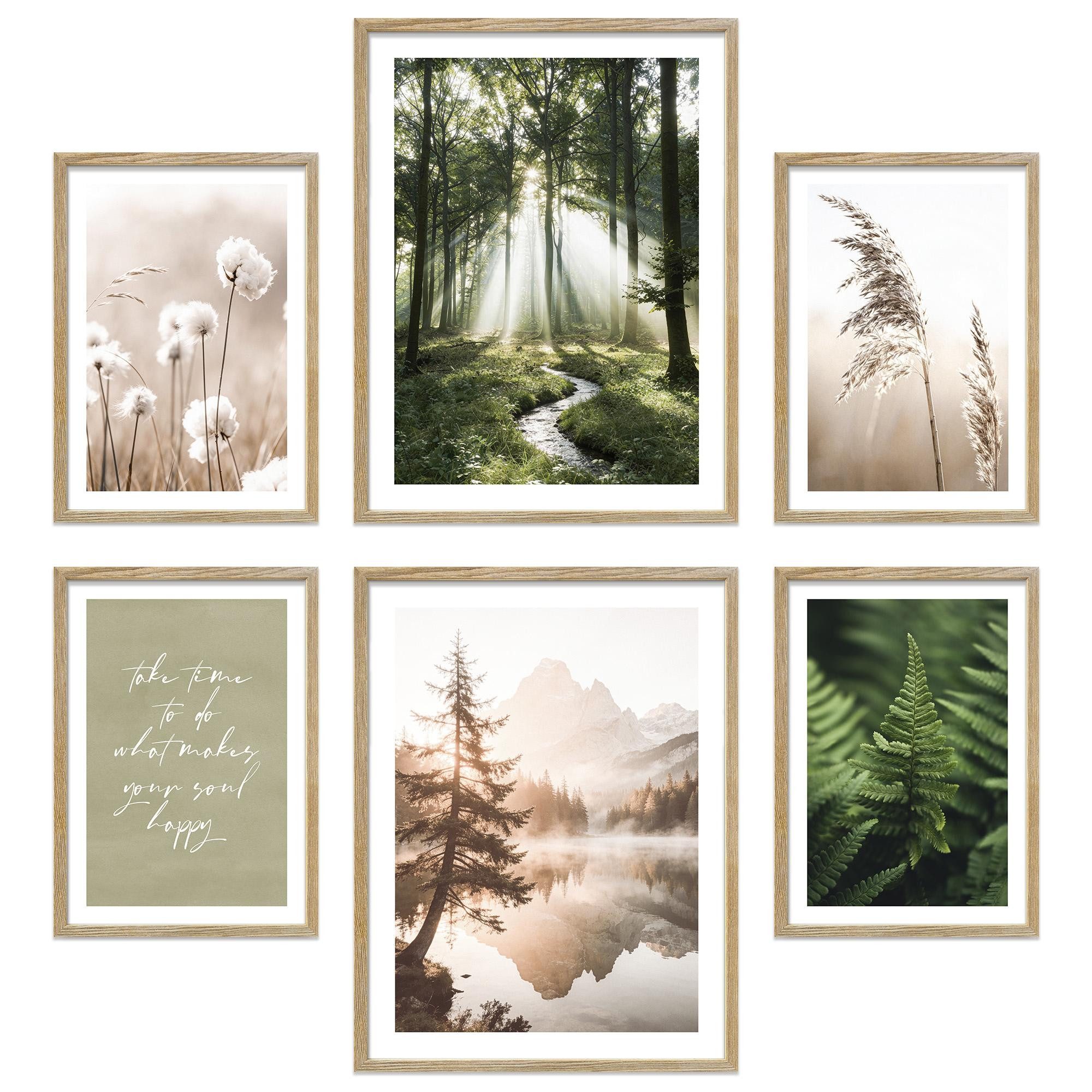ARTFAVES Bilder-Collage Poster Set Simplicity Nature I mehrteilige Bilderwand I Wandbilder Wal, (Wandbilder modern, 6 St)