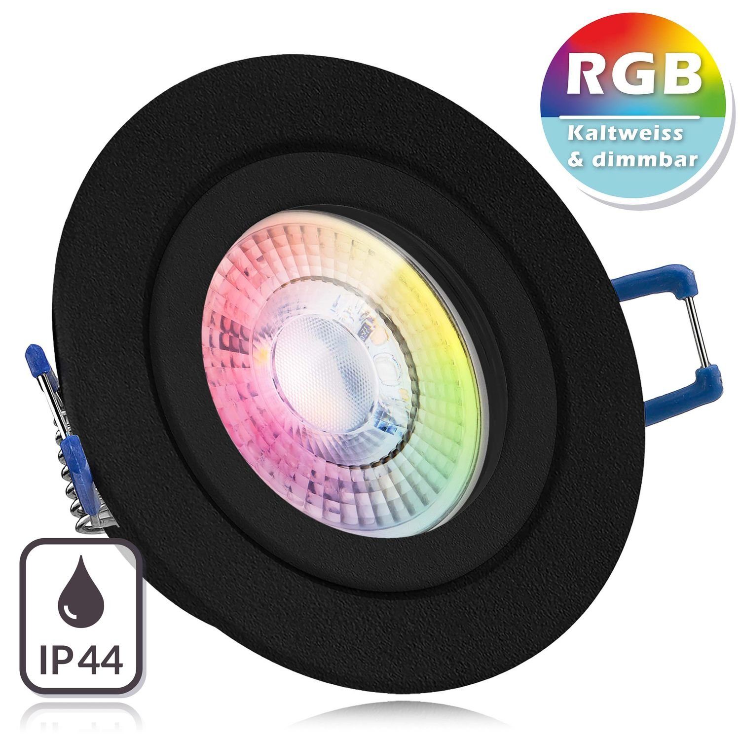 flach RGB LED IP44 Einbaustrahler in von extra mit Einbaustrahler LED LED schwarz Set 3W LEDANDO