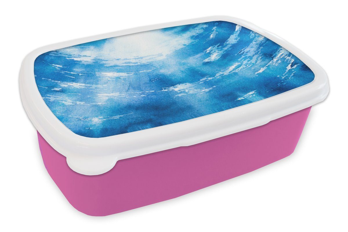 MuchoWow Lunchbox Wasser - Meer - Sonne, Kunststoff, (2-tlg), Brotbox für Erwachsene, Brotdose Kinder, Snackbox, Mädchen, Kunststoff rosa