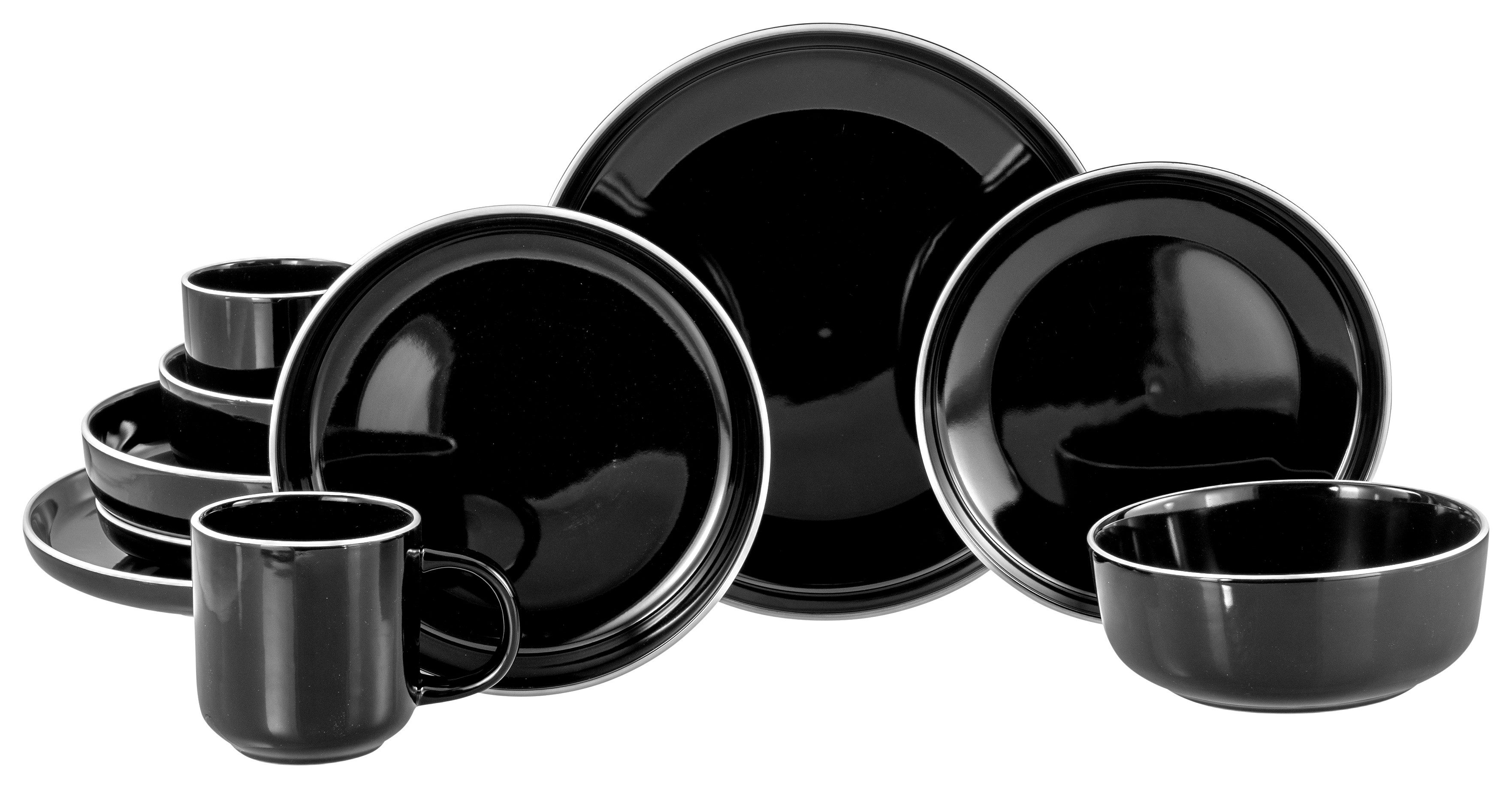 CreaTable Kombiservice Nordic Gourmet, Service 10-tlg. (10-tlg), 2 Personen, Steinzeug, Minimalistisches Design, Glänzende Glasur, Nordische Ästhetik