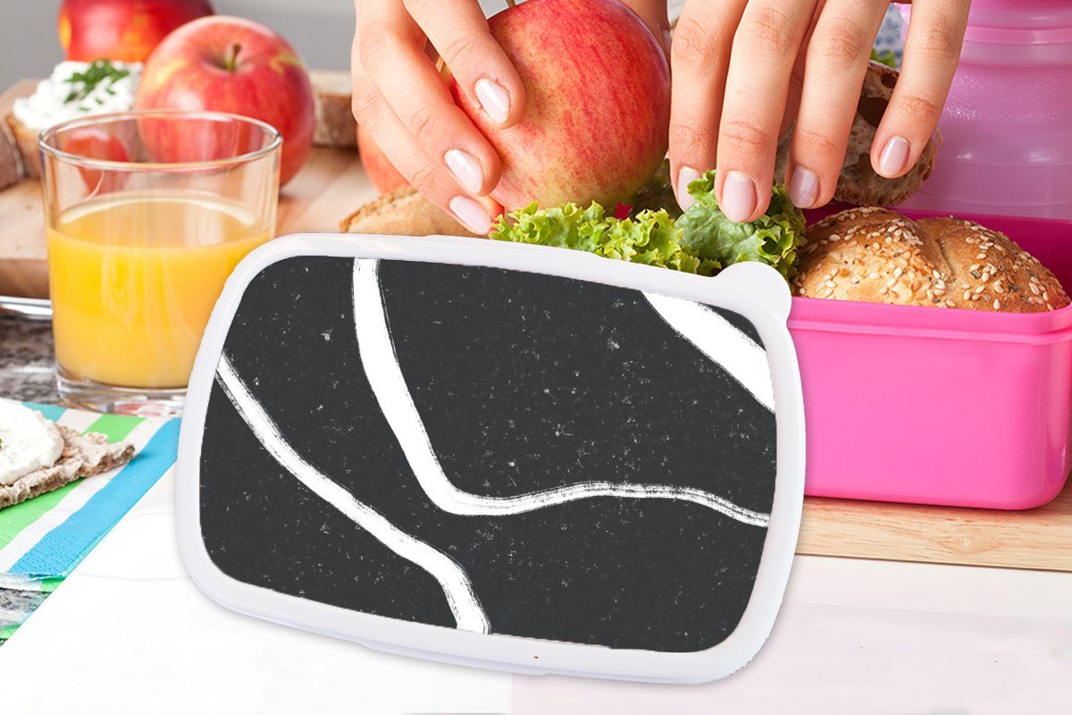 Lunchbox (2-tlg), Minimalismus für - Brotdose MuchoWow Linie Kunststoff Erwachsene, Snackbox, rosa - Kunststoff, Kinder, Brotbox Gestaltung, Mädchen,