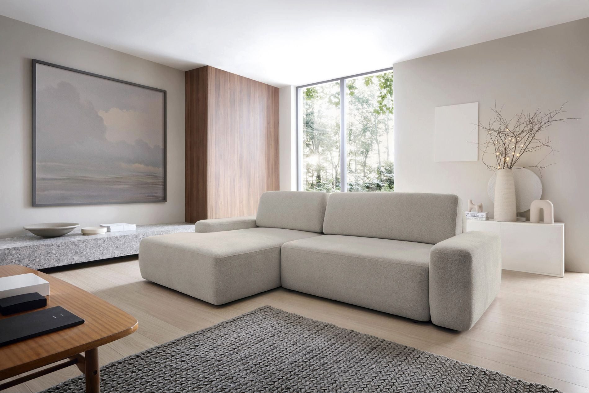 Selsey Ecksofa BALEO, Ecksofa mit Schlaffunktion, Stauraum und Chenille-Bezug