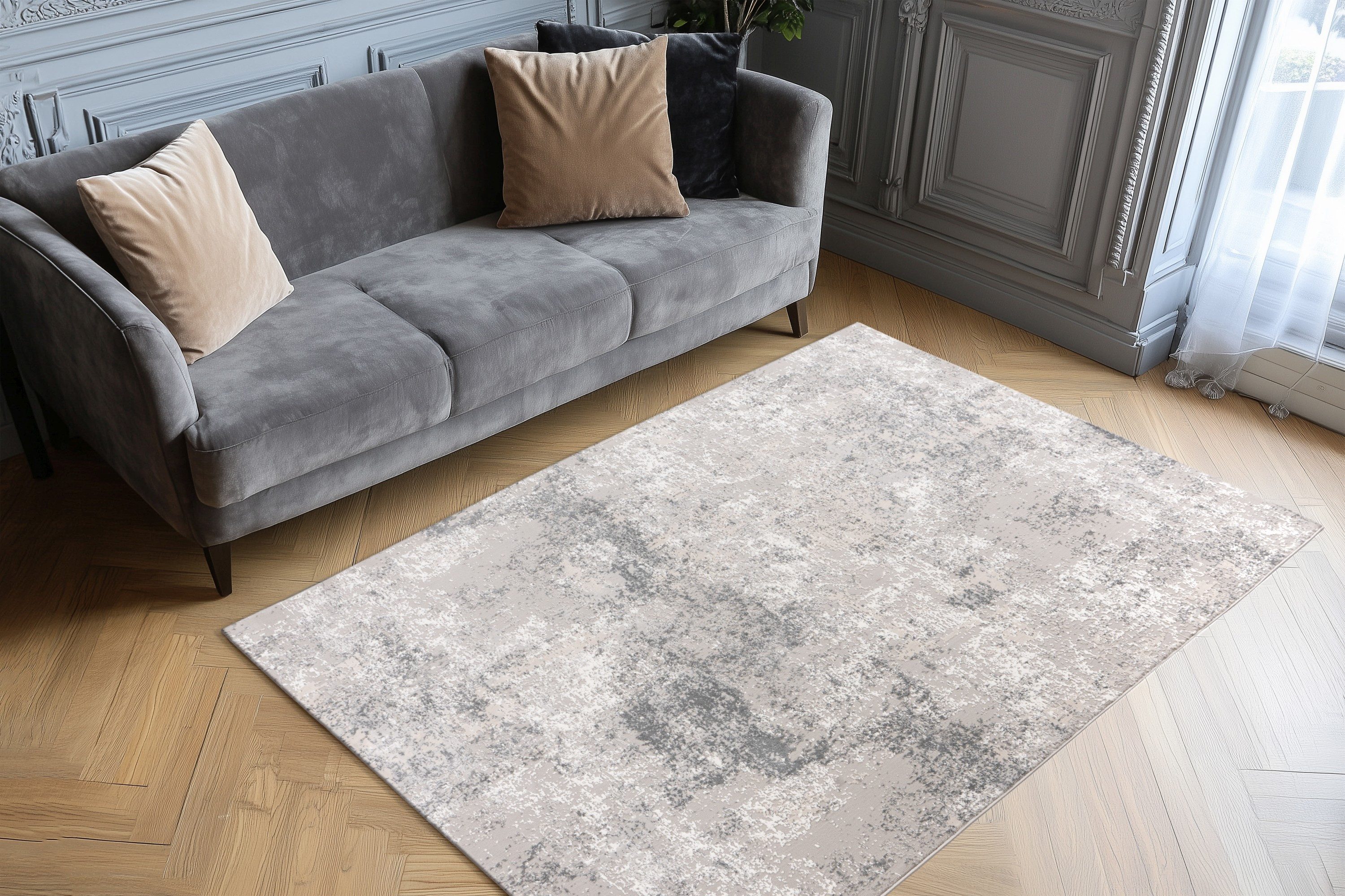 Kayoom Teppich Stage 725, rechteckig, Höhe: 11 mm, weicher Kurzflor, Struktur, Wohnzimmer