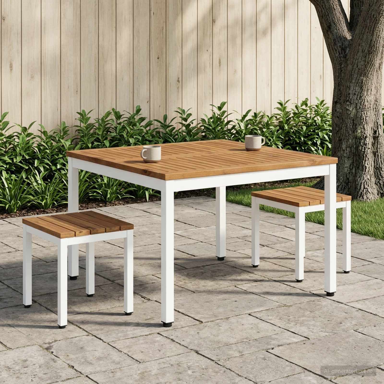 vidaXL Couchtisch Couchtisch Natürlich und Weiß 80 x 80,5 x 45 cm (1-St)