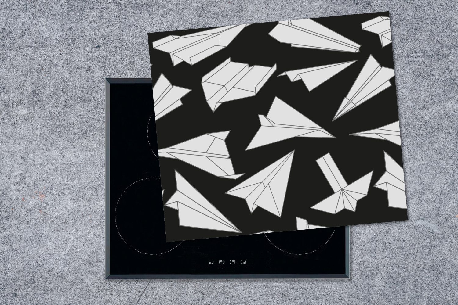 MuchoWow Herdblende-/Abdeckplatte Design - Papier cm, tlg), 60x52 Vinyl, - Mobile Flugzeuge, nutzbar, (1 Arbeitsfläche Ceranfeldabdeckung