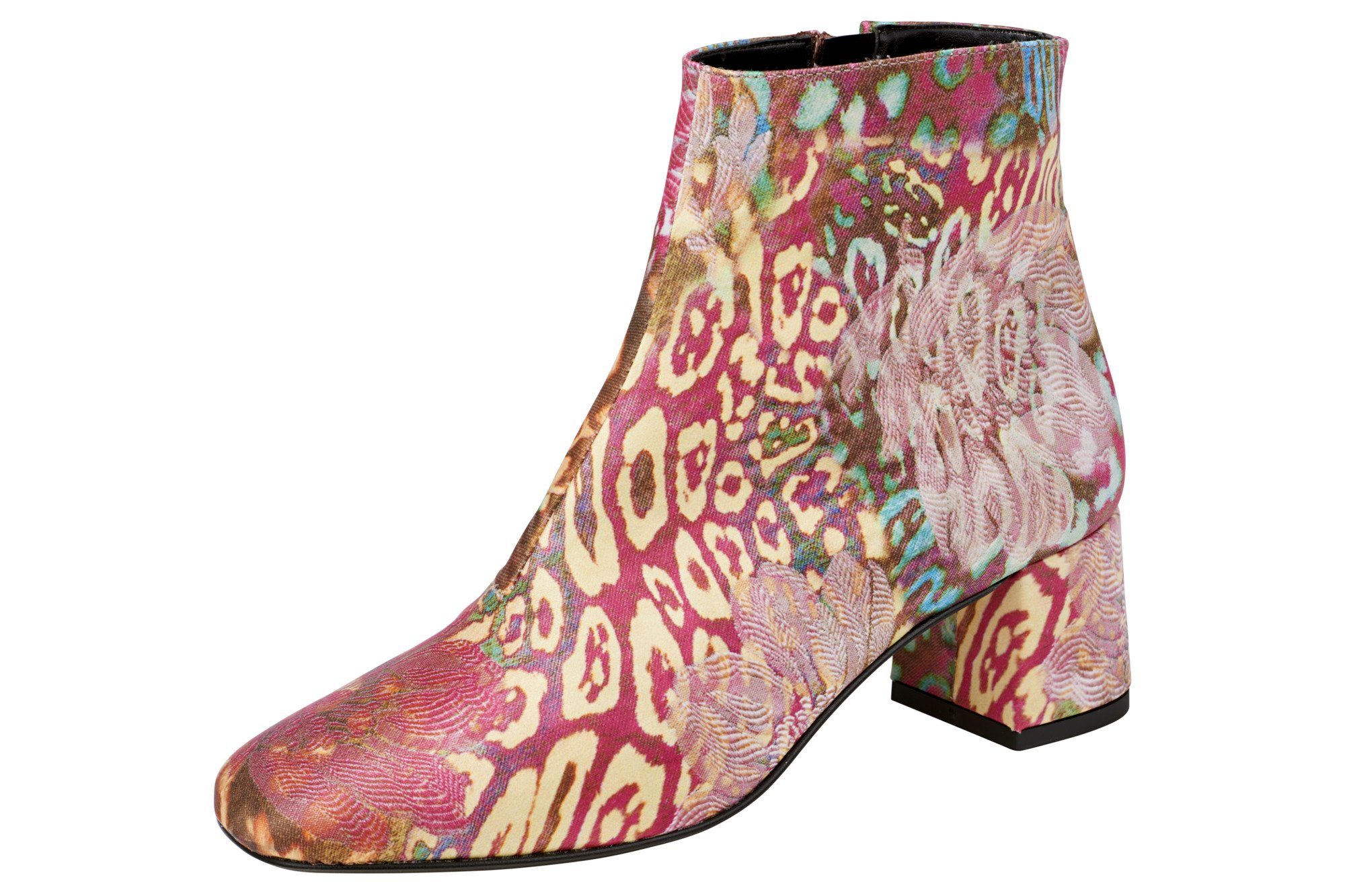 Rosa runde Kappe Blockabsatz Schnürstiefeletten mit hohem Rosa runde Kappe Blockabsatz Schnürstiefeletten mit hohem