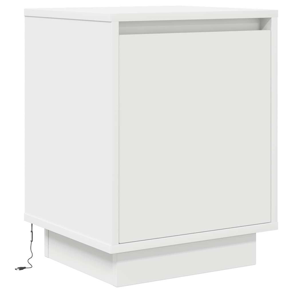 vidaXL Nachttisch Nachttisch mit LED-Leuchten Weiß 38x34x50 cm (1-St)